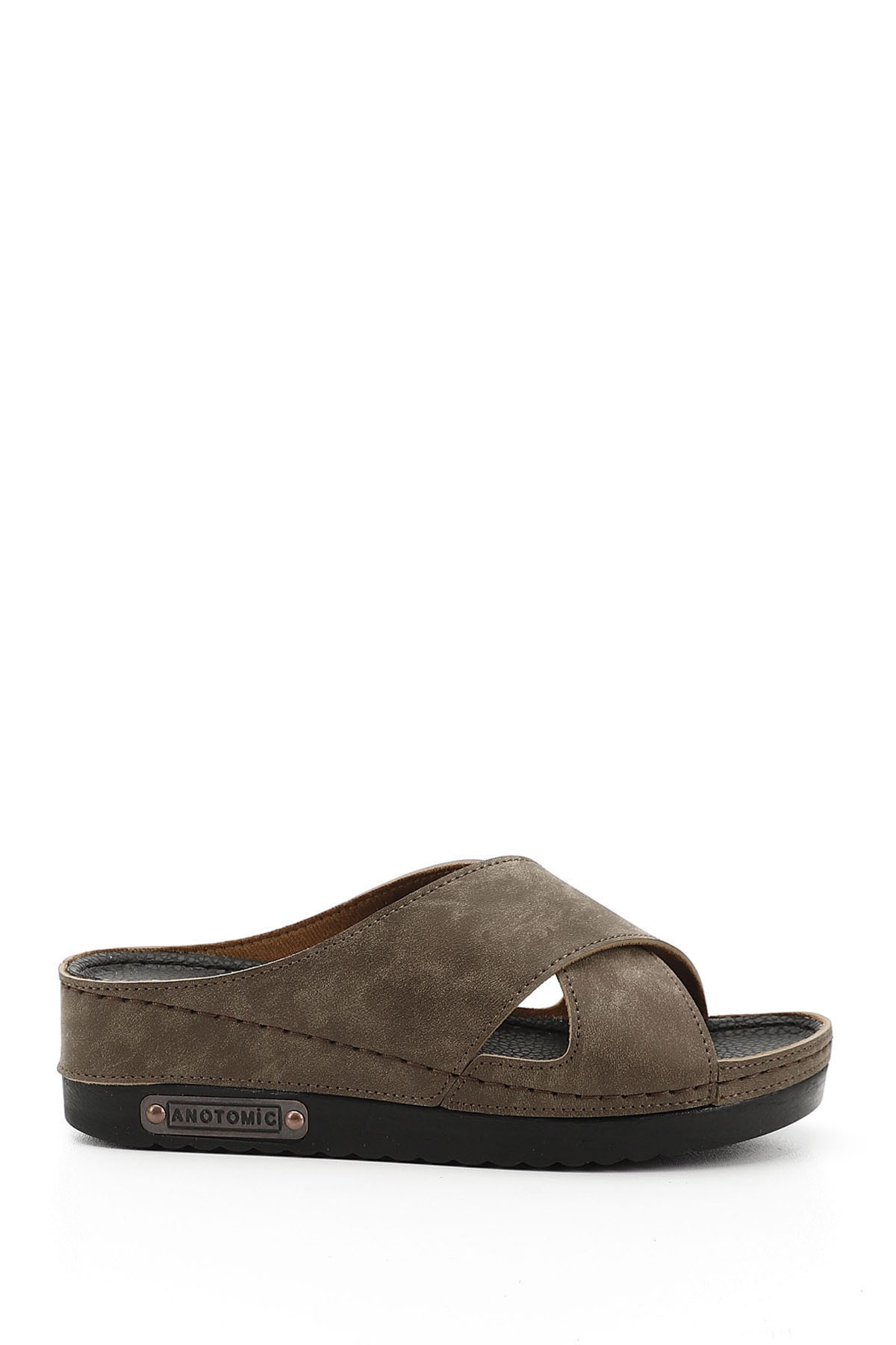 GÖNDERİ(R)-Women / Girls Mink Wedge Sole Cross Strap Comfort Slippers 1