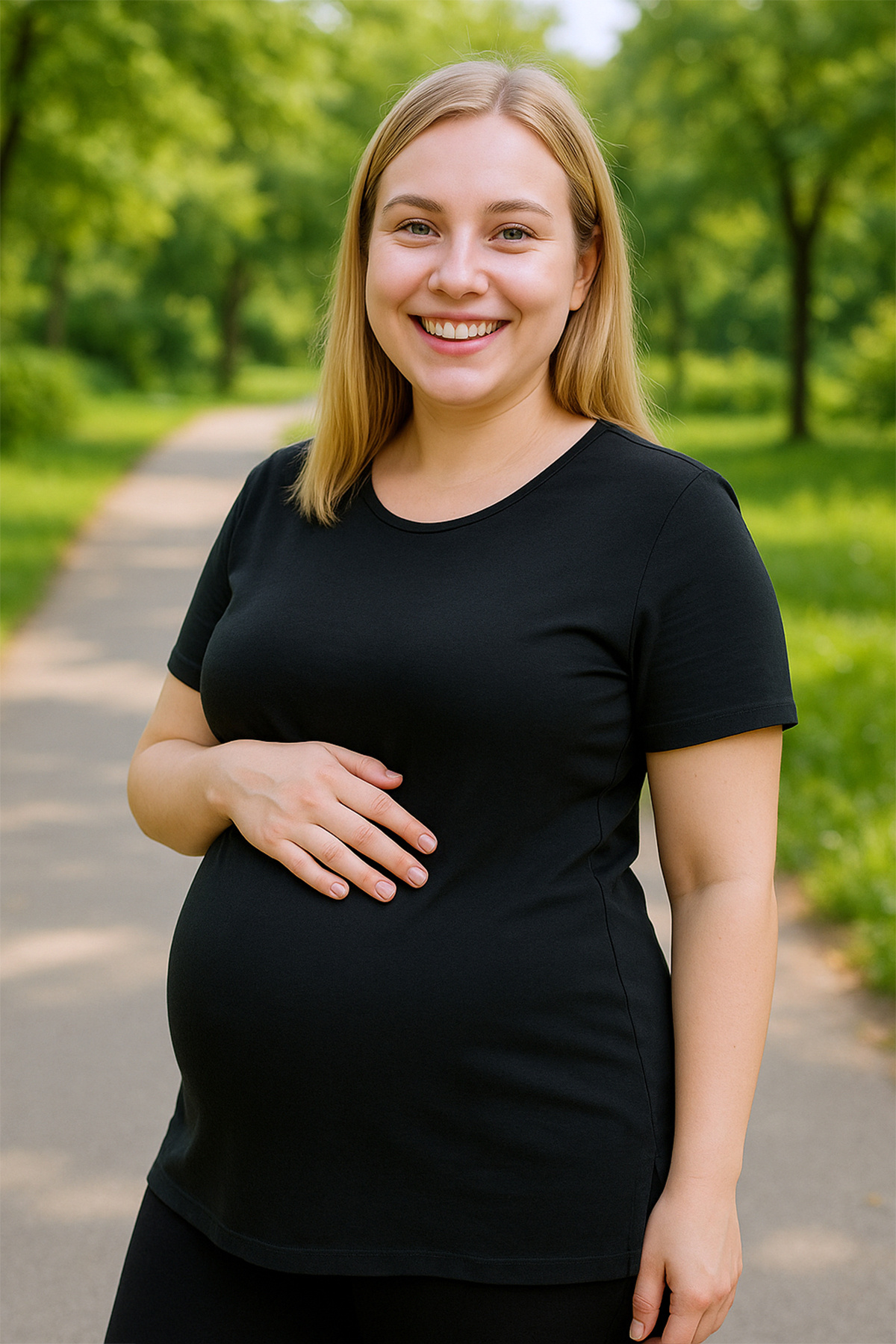MS HAMİLE İÇ GİYİM-Μαύρο μπλουζάκι εγκυμοσύνης HG0032 1