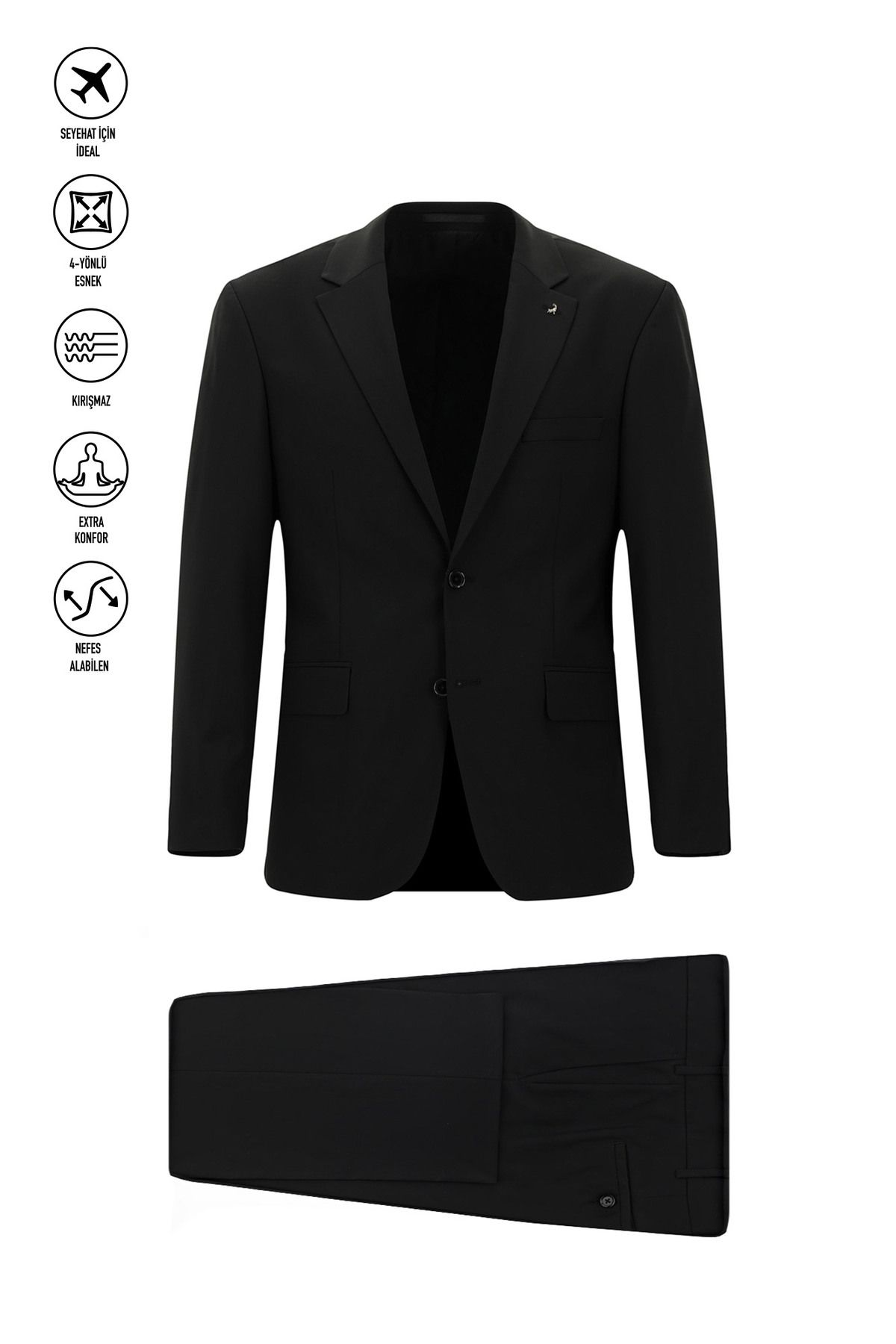 Kiğılı Çantalı Flex Suit Yünlü Klasik Takım Elbise