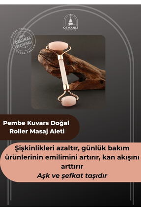 OSMANLI DOĞAL TAŞ Sertifikalı Pembe Kuvars Roller Masaj Aleti