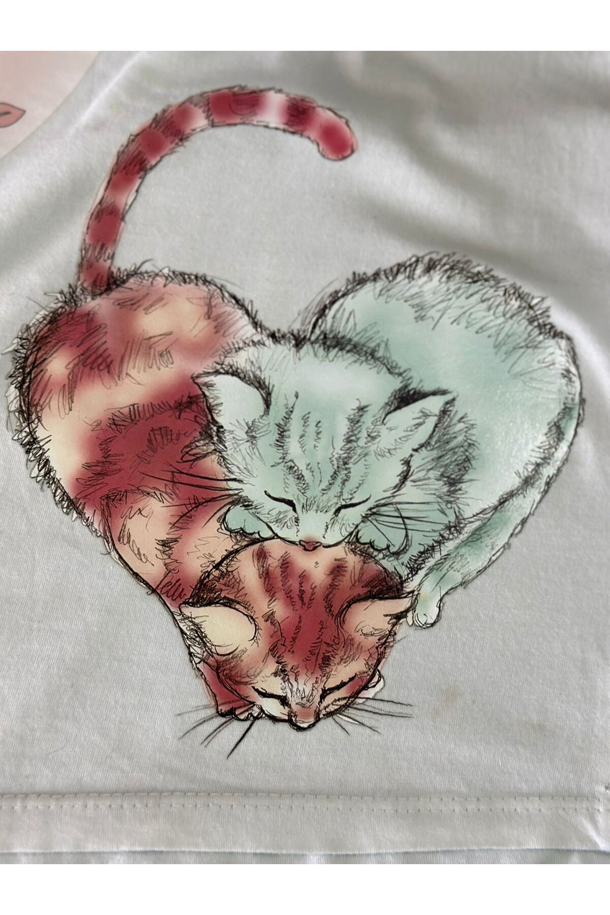 Gönülden Tasarım ÜTÜ İLE YAPIŞAN UYUYAN KEDİLER TRANSFER BASKI ARMA 21X19 CM