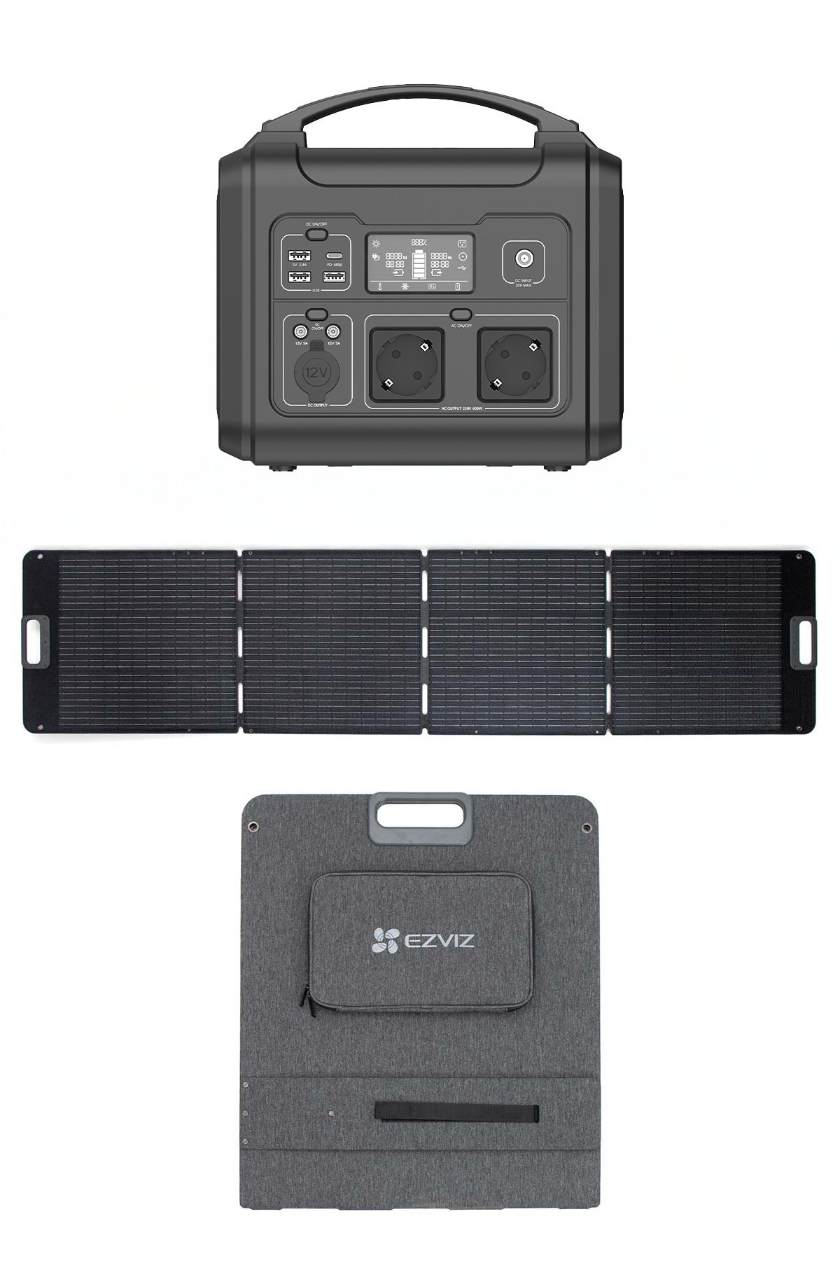 goboenergy Ezviz Ps600 Taşınabilir Güç Istasyonu Ve 200w Katlanabilir Solar Çanta Panel Ikisi Bir Arada