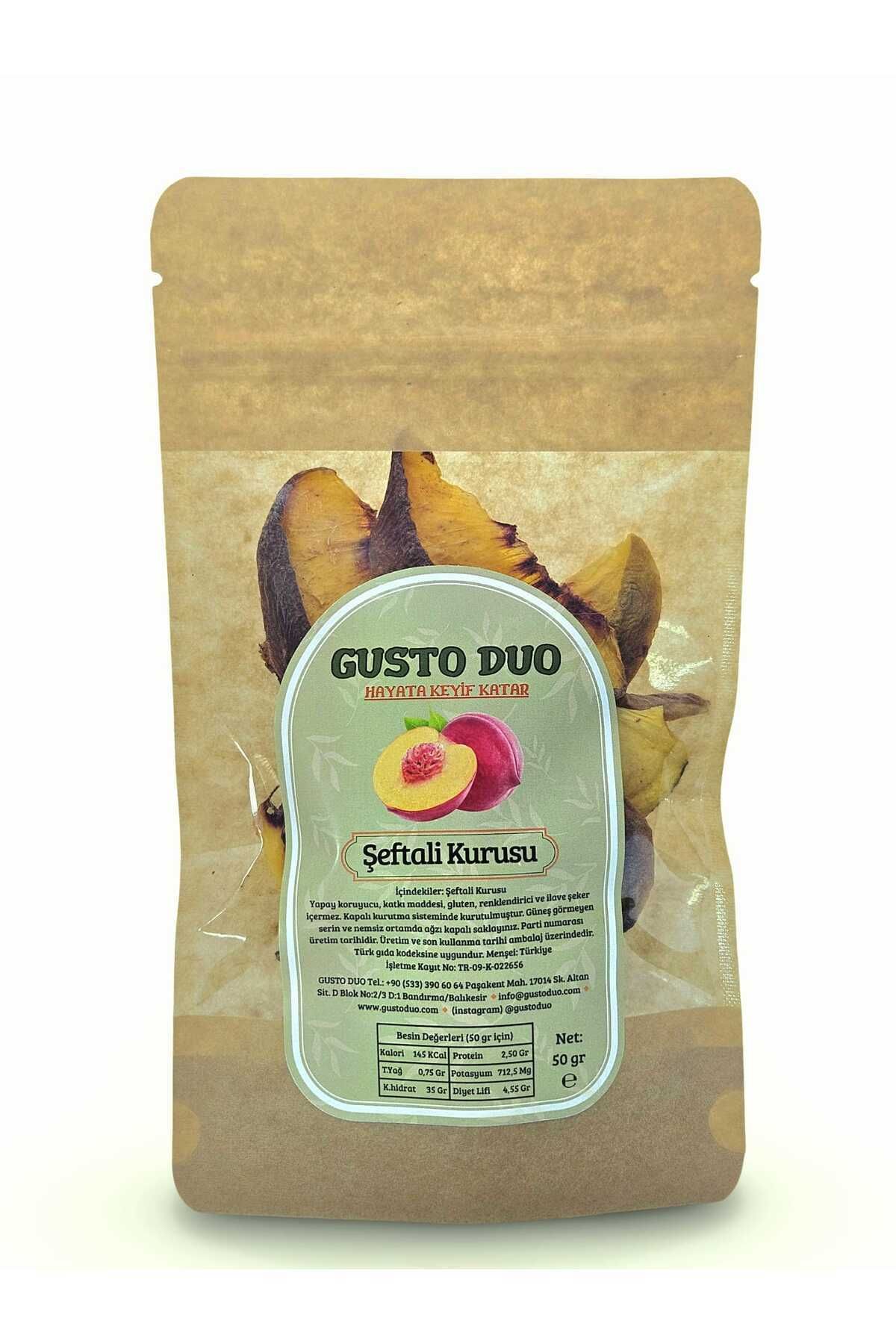 GustoDuo Şeftali Kurusu Katkısız, Doğal, Şeker ilavesiz 50 gr