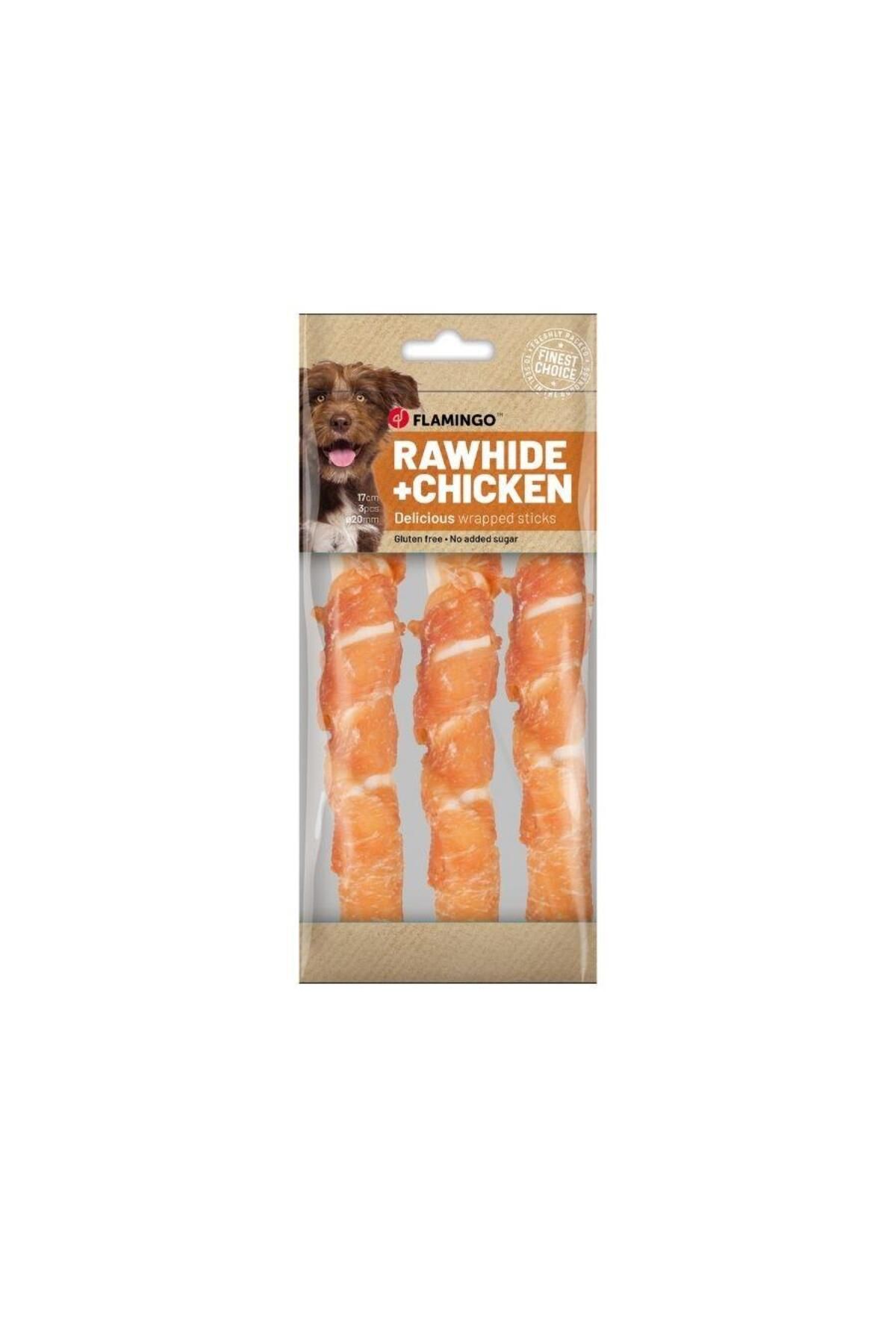 FLAMINGOO Flamingo Rhide Tavuk eti Sargılı Burgu 17 cm 3'lü Köpek Ödül Maması 155 Gr