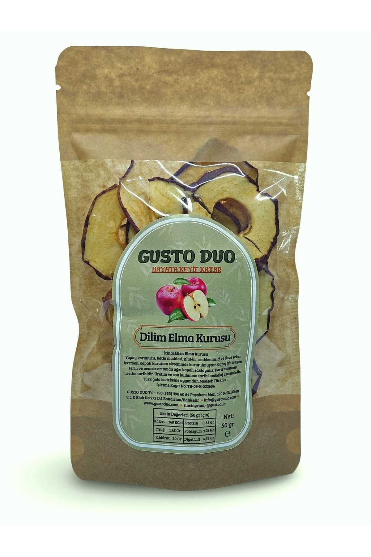 GustoDuo Elma Kurusu (DİLİM) Yapay Koruyucu, Gluten, Renklendirici Ve Ilave Şeker Içermez 50 gr