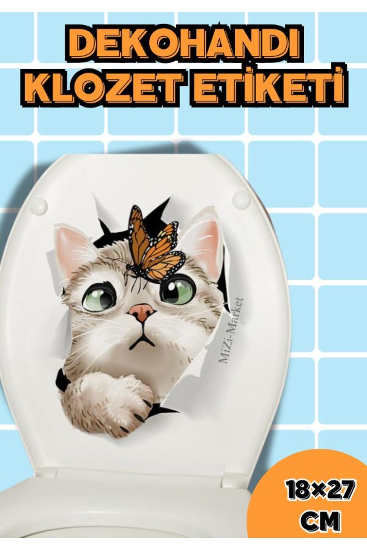 TTT Decohandy Klozet Etiketi Kedi vs Kelebek