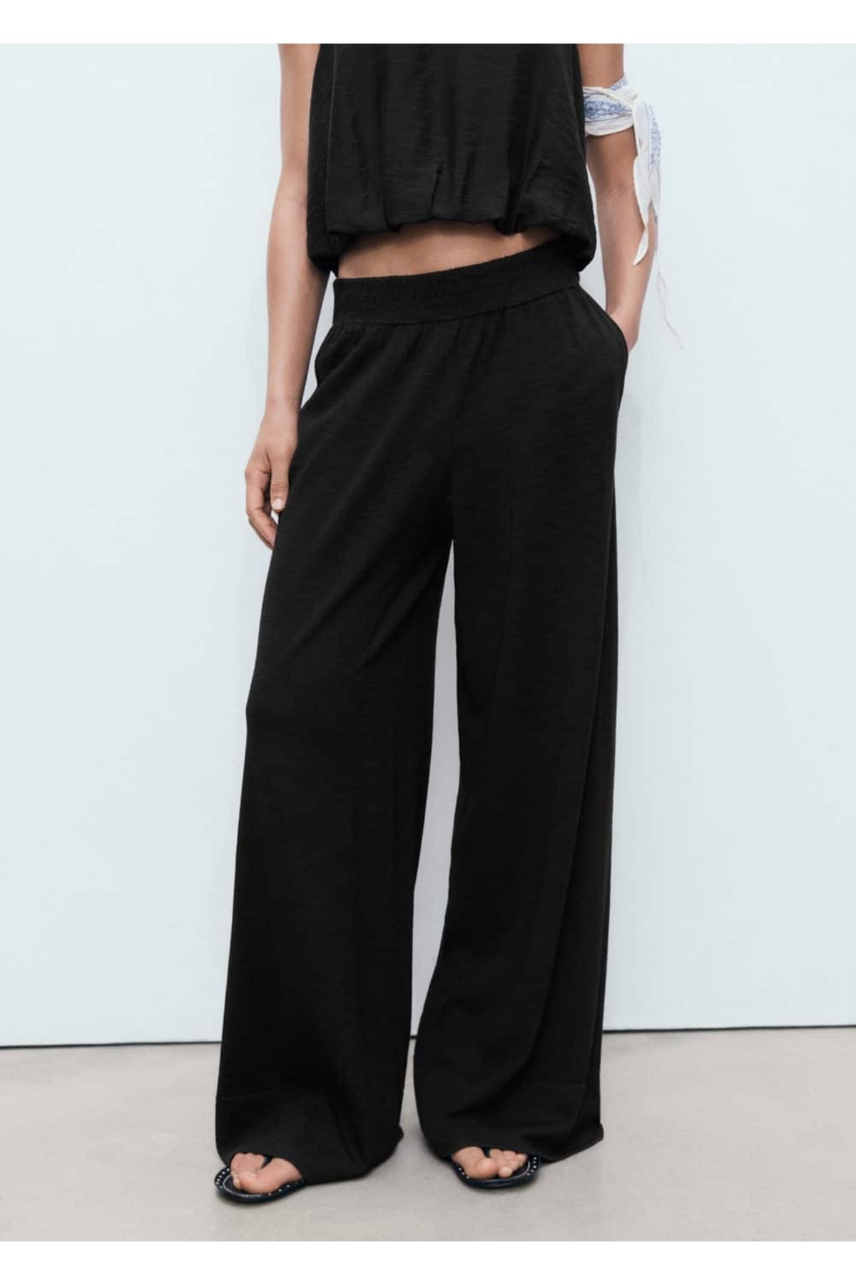 İnce triko düz kesim pantolon