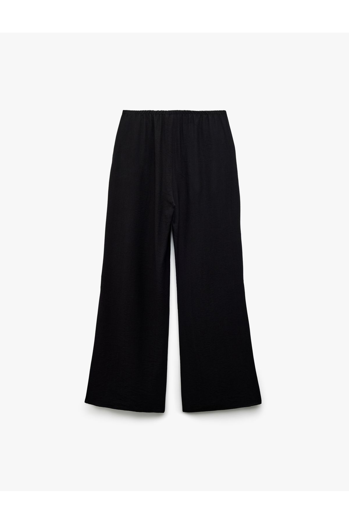 Koton-Viscose Fabric Comfortable Fit Slit Detailed Double Breasted Oversize Trousers with Laced Waist and Pockets 4
