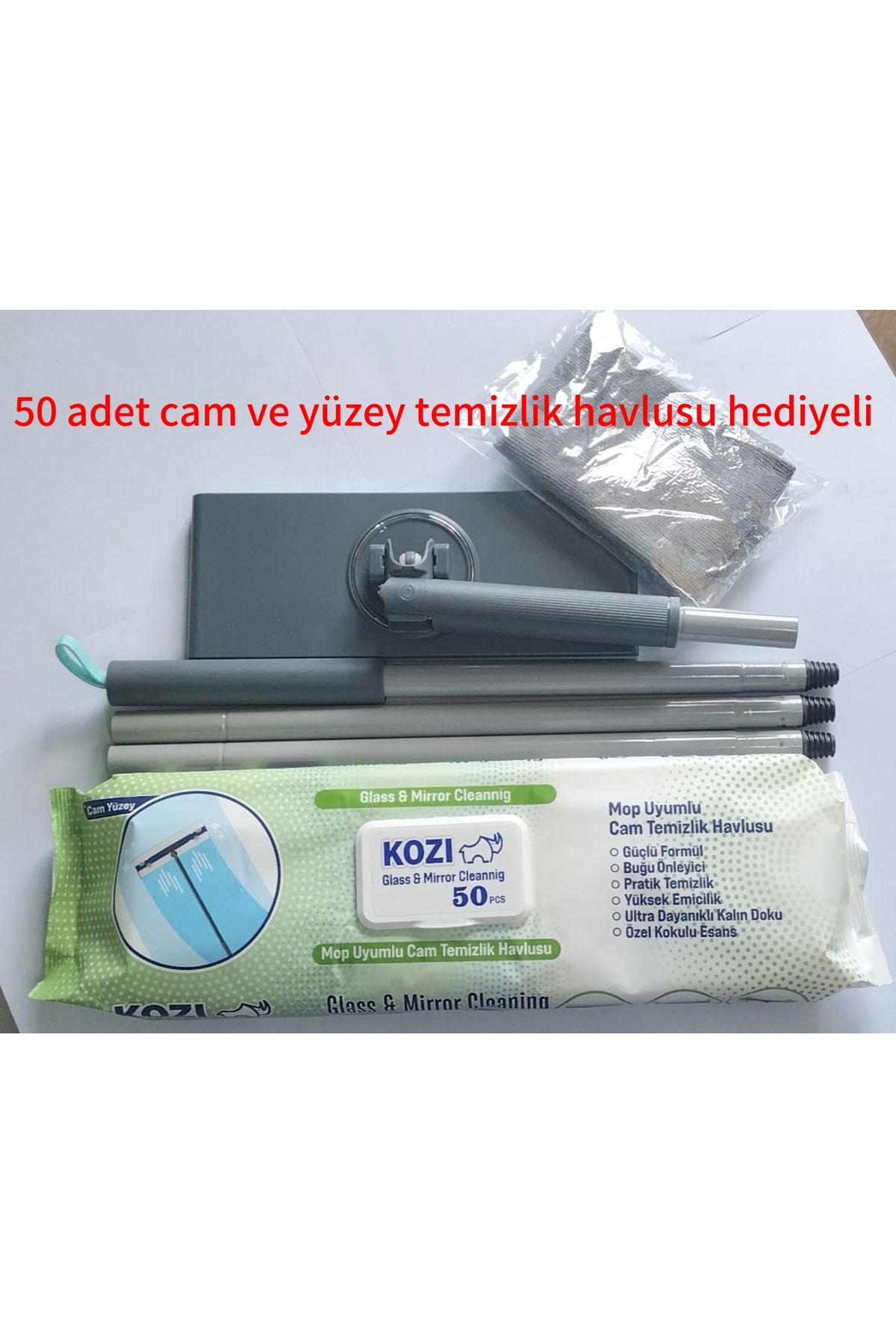 Kozi Otomatik Mop,tembel Mop ,cam Ve Yüzey Temizlik Havlusu Hediyeli,