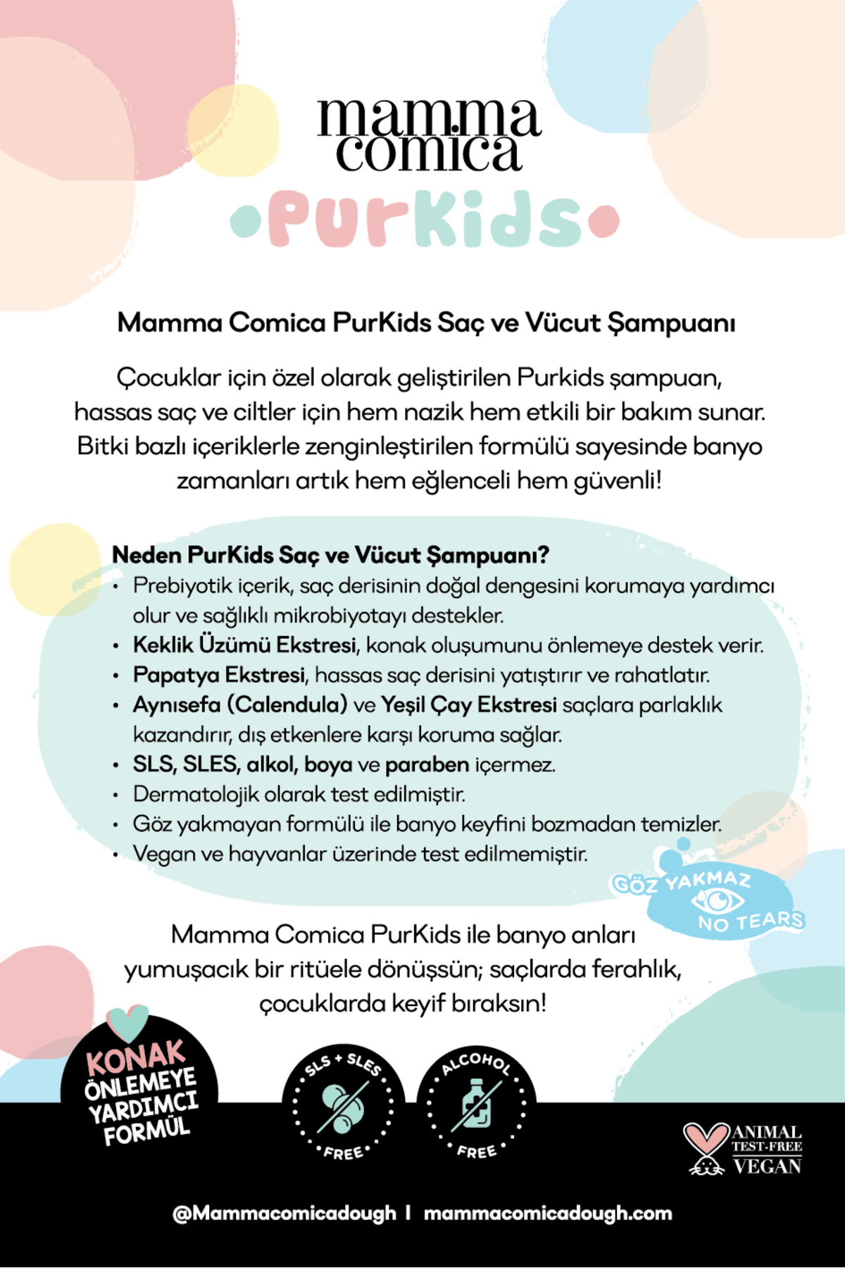 MammacomicaDough Purkids Prebiotikli Vegan Çocuk Saç Ve Vücut Şampuanı-500ml fotoğrafı 3 (önizleme)