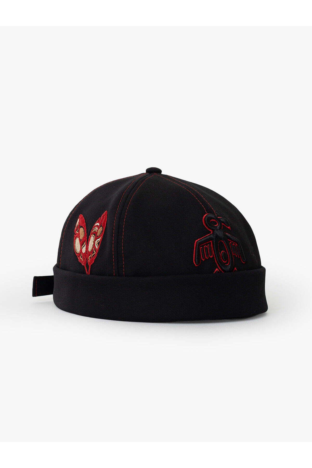Rust&Rich-The Indians Collection - Men's Black/Red Cap, Red Indian Docker 4