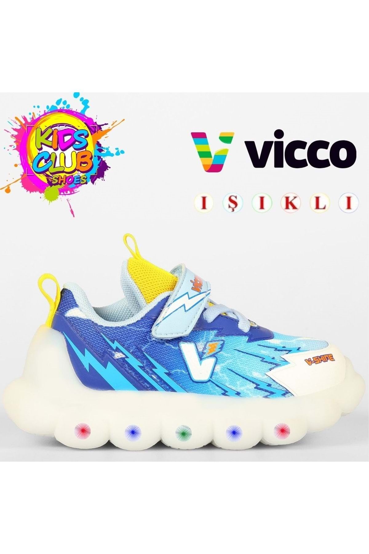 Kids Club Shoes Vicco Flash Işıklı Ortopedik Çocuk Spor Ayakkabı LACİVERT