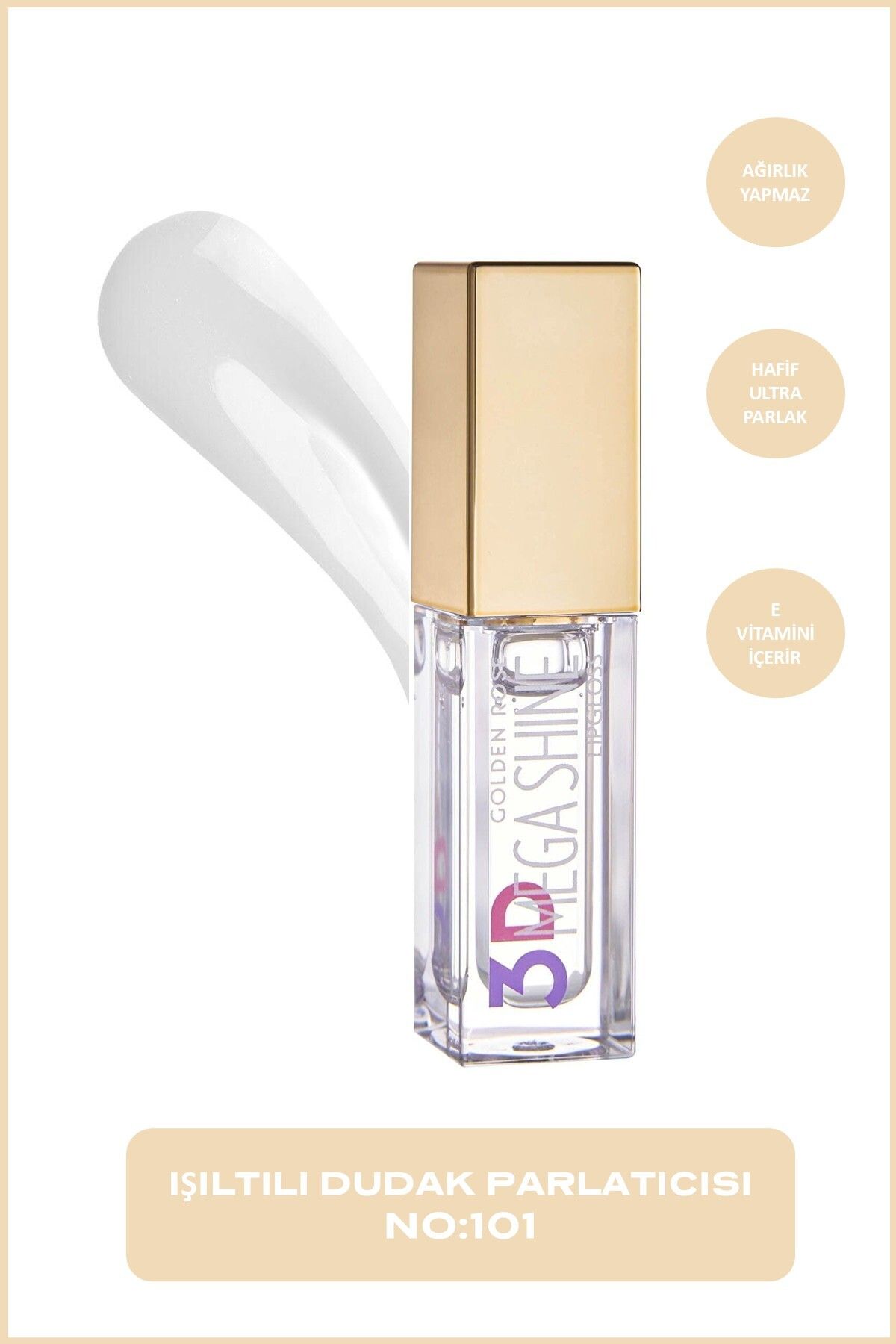 Golden Rose لعاب لب براق 3D مگا شاین شماره 101 رنگ بالا کننده لب