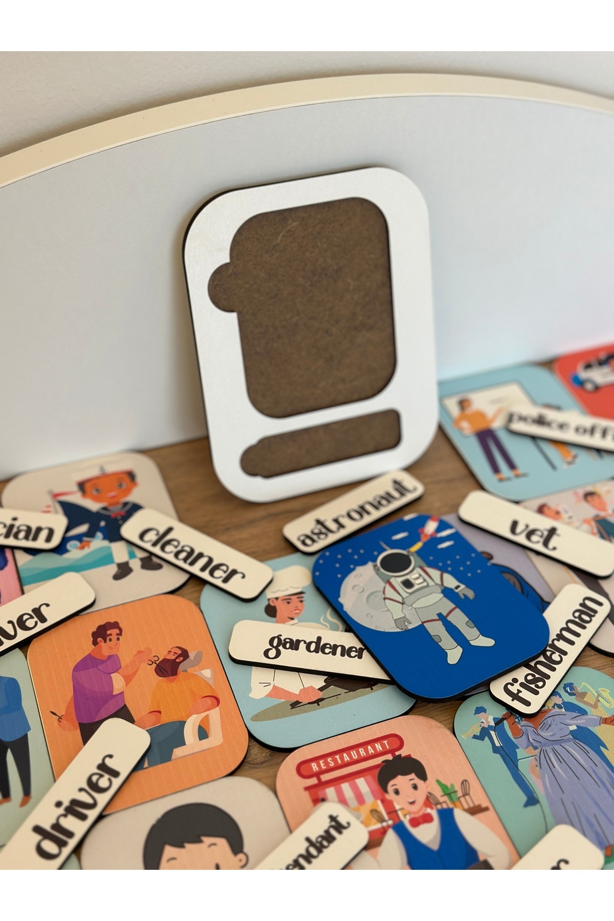 Bellacasa Egitici Ahsap İngilizce Meslekler Bul Tak Oyunu, Egitici Oyuncak, Montessori Egitim Oyuncak fotoğrafı 3 (önizleme)