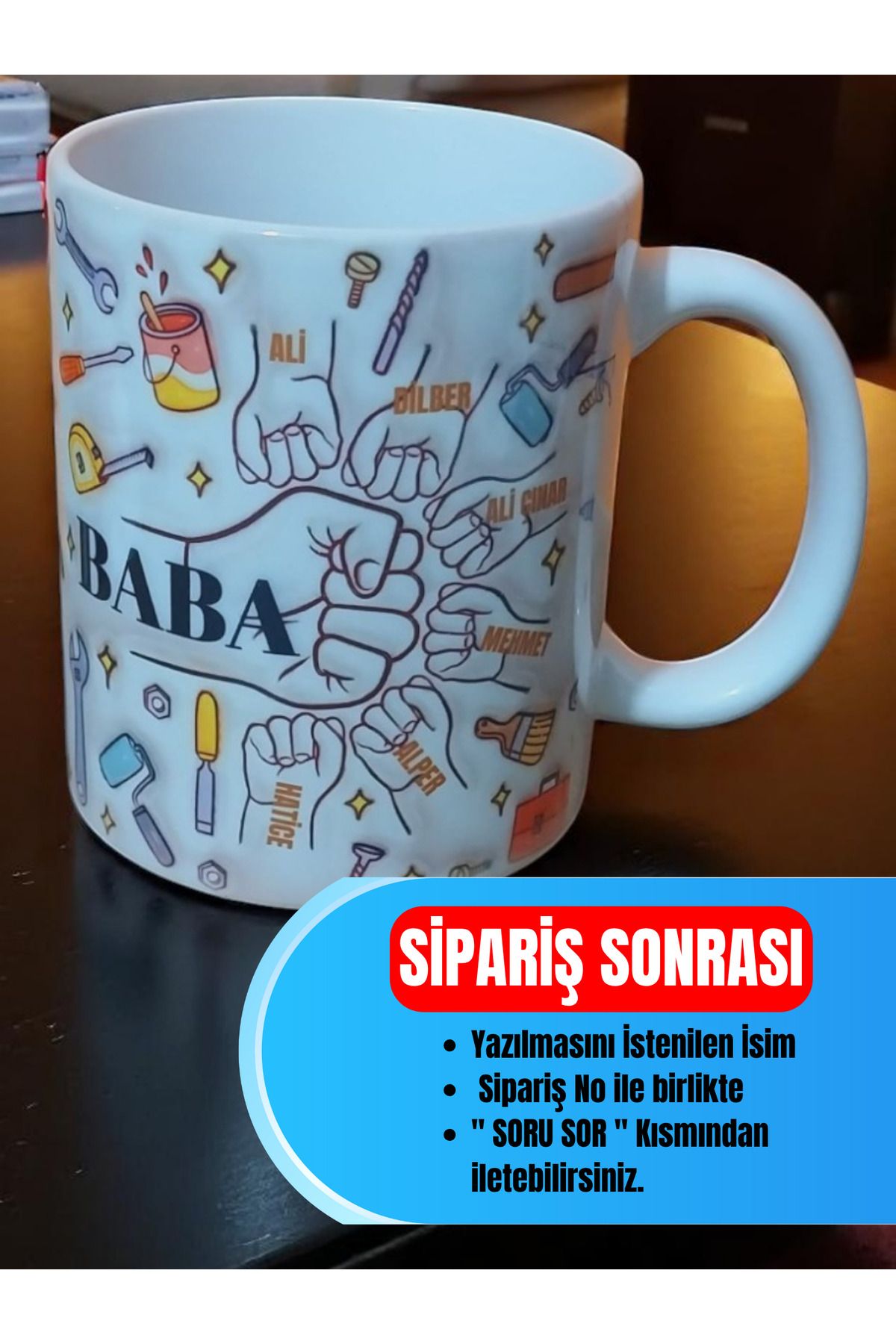 ÇınarETicaret Babalar Gününe Özel 3D Görünümlü Kişileştirebilir Baba ve Çoçukları Temalı Kupa Bardak