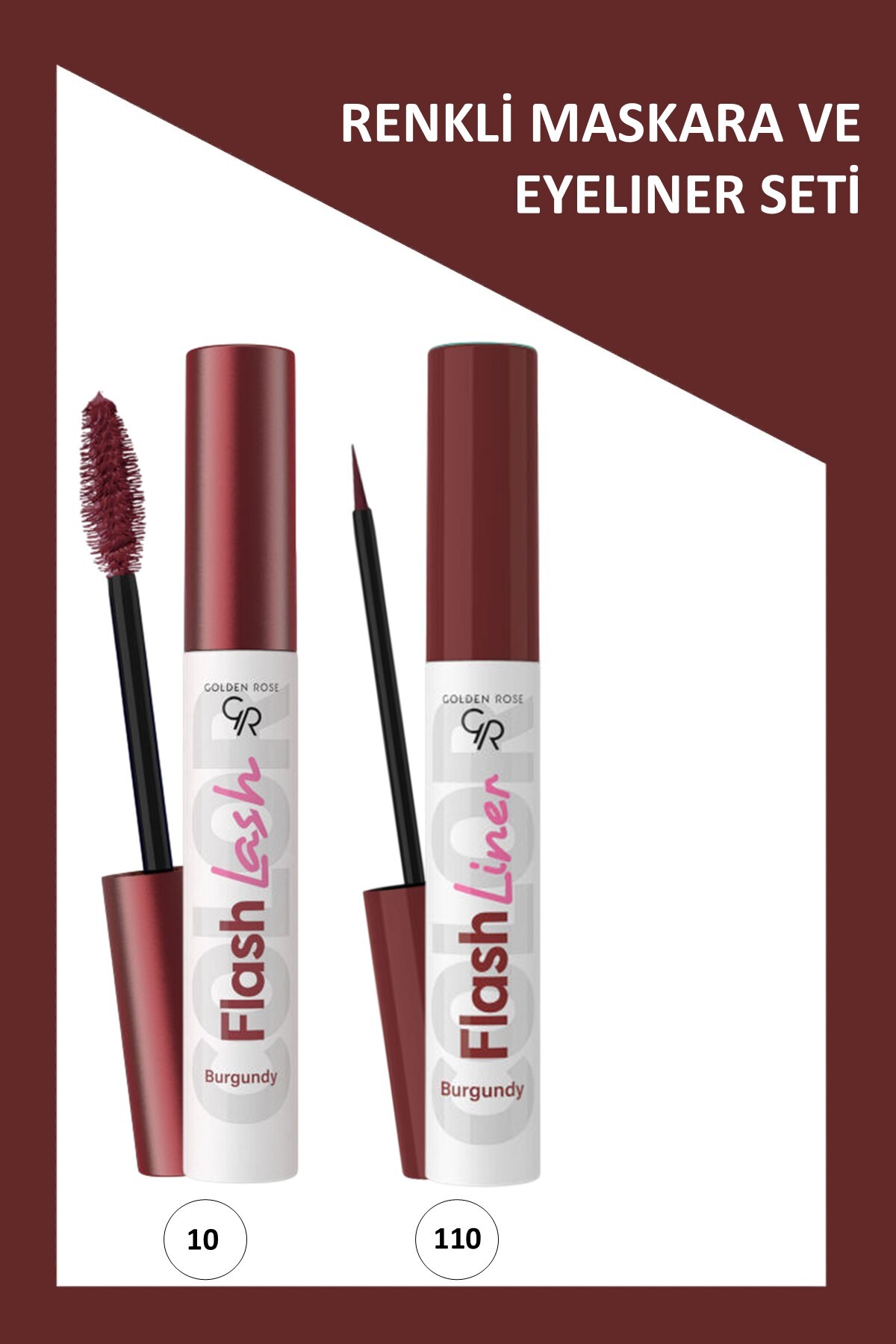 گلدن رز ست آرایش ریمل و خط چشم Flash Lash Burgundy