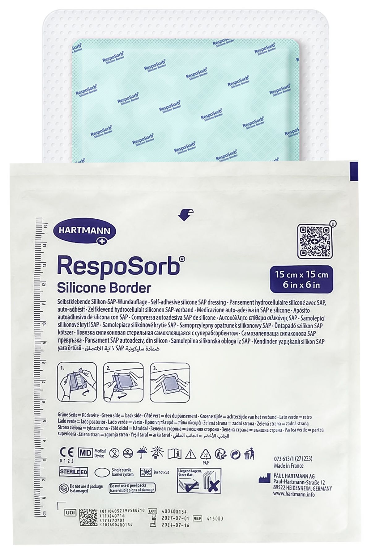 Hartmann Resposorb Silicone Border 15cm*15cm(1 adet)