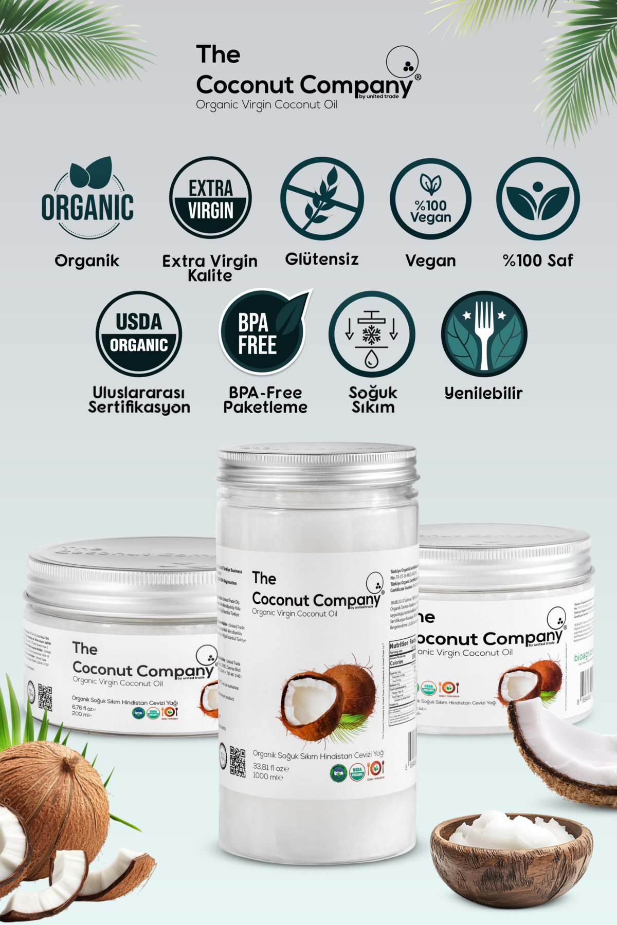 Organik Hindistan Cevizi Yağı Soğuk Sıkım - 335ml- 2 Adet — 4 — تصویر 3 از 6