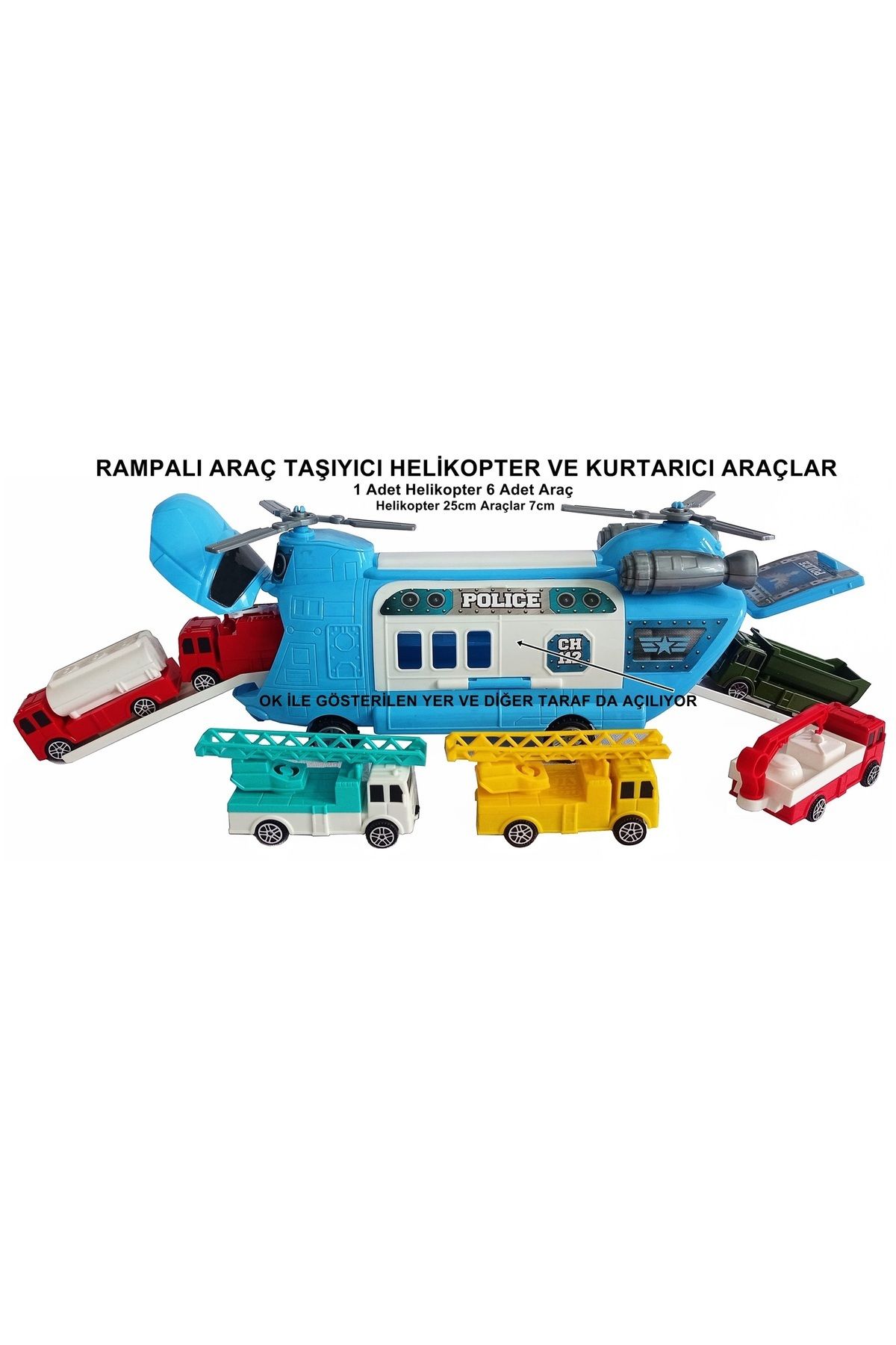Satış Diyarı Rampalı Araç Taşıyıcı Helikopter Ve Kurtarıcı Araçlar Seti Çocuklar Bu Oyuncağa Bayılacaklar