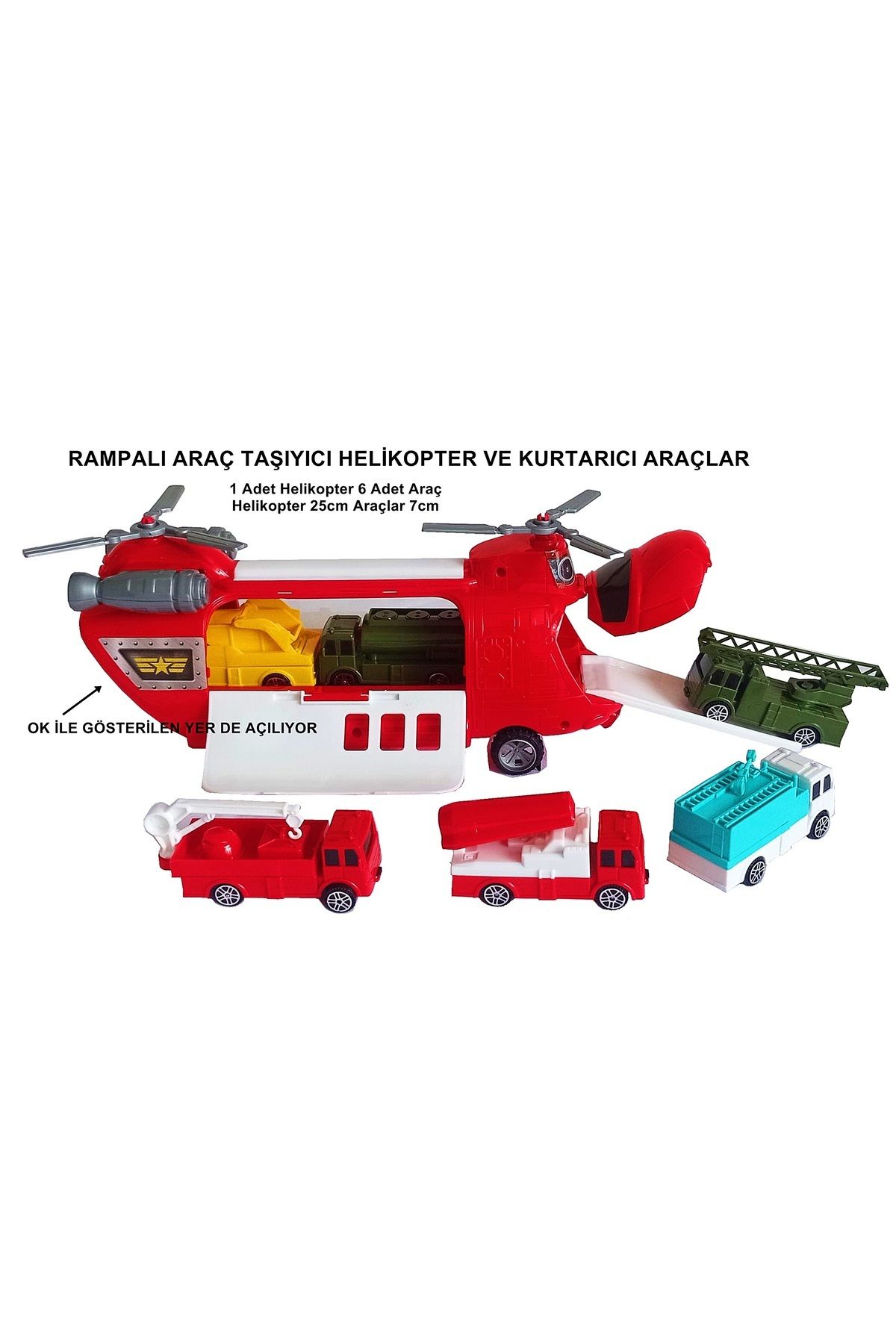Satış Diyarı Rampalı Araç Taşıyıcı Helikopter Ve Kurtarıcı Araçlar Seti Çocuklar Bu Oyuncağa Bayılacaklar