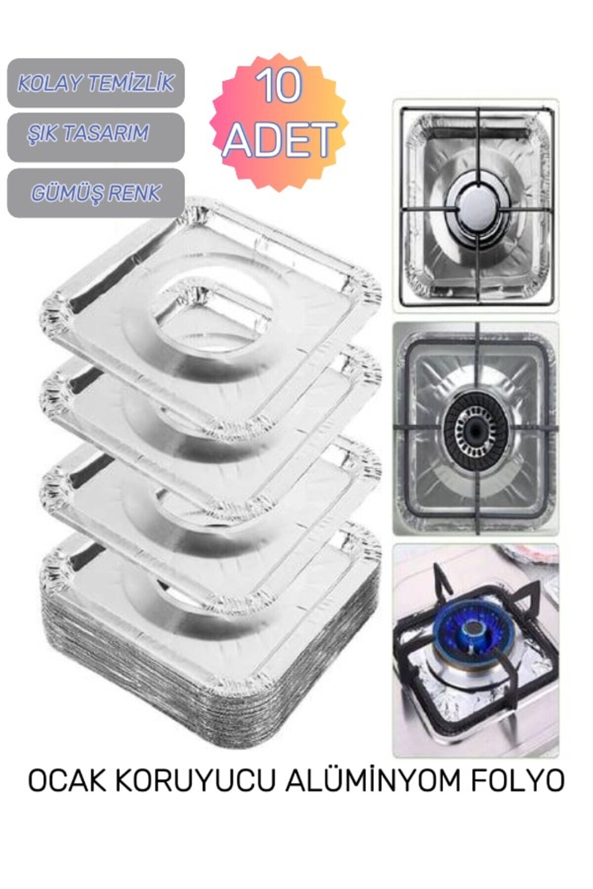 embays collection (10 Adet ) Ocak Koruyucu Folyo, Isıya Dayanıklı Folyo, Ocak Leke Önleyici, Ocak Üstü Folyo
