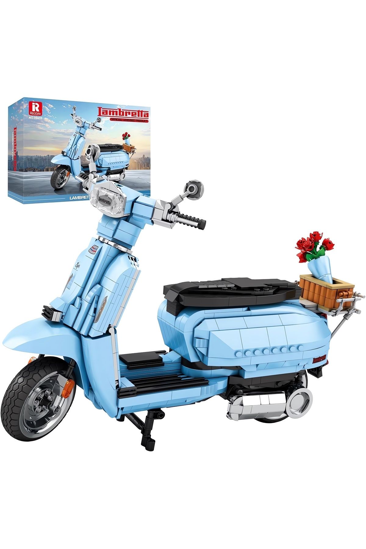 REOBRIX-Lambretta V200 Scooter, Technical Block Building Kit (1169 Pieces) 6