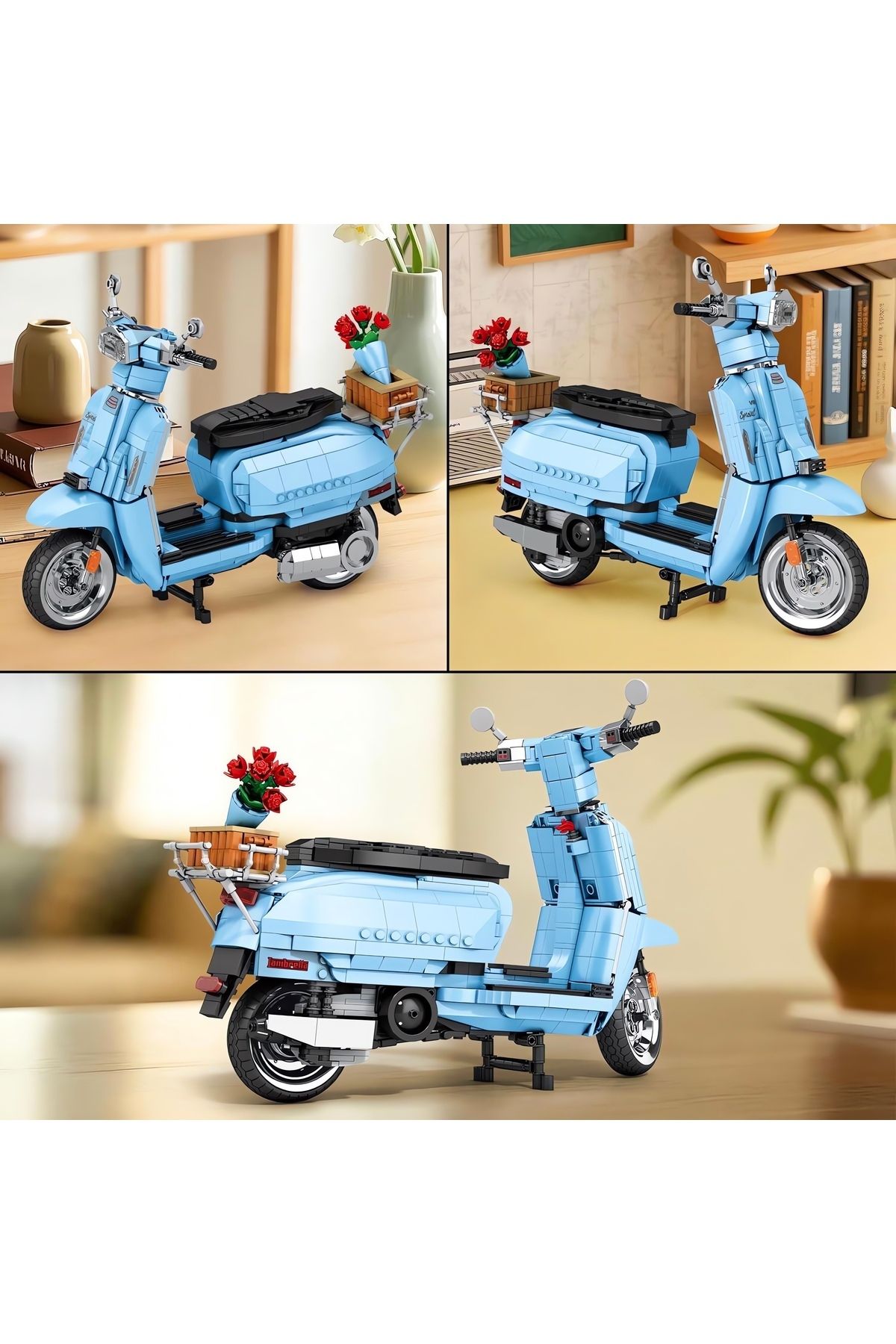 REOBRIX-Lambretta V200 Scooter, Technical Block Building Kit (1169 Pieces) 4