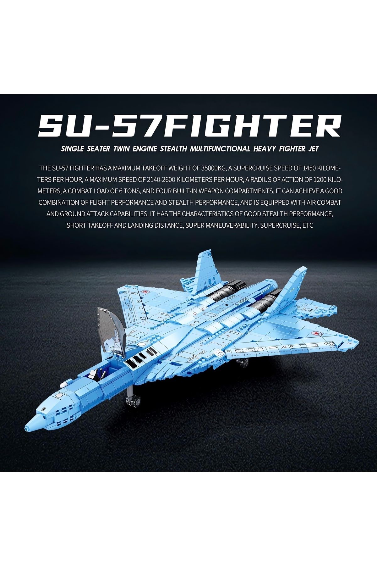 REOBRIX-Su-57 Fighter, Technical Block Building Kit (1456 Parts) 4