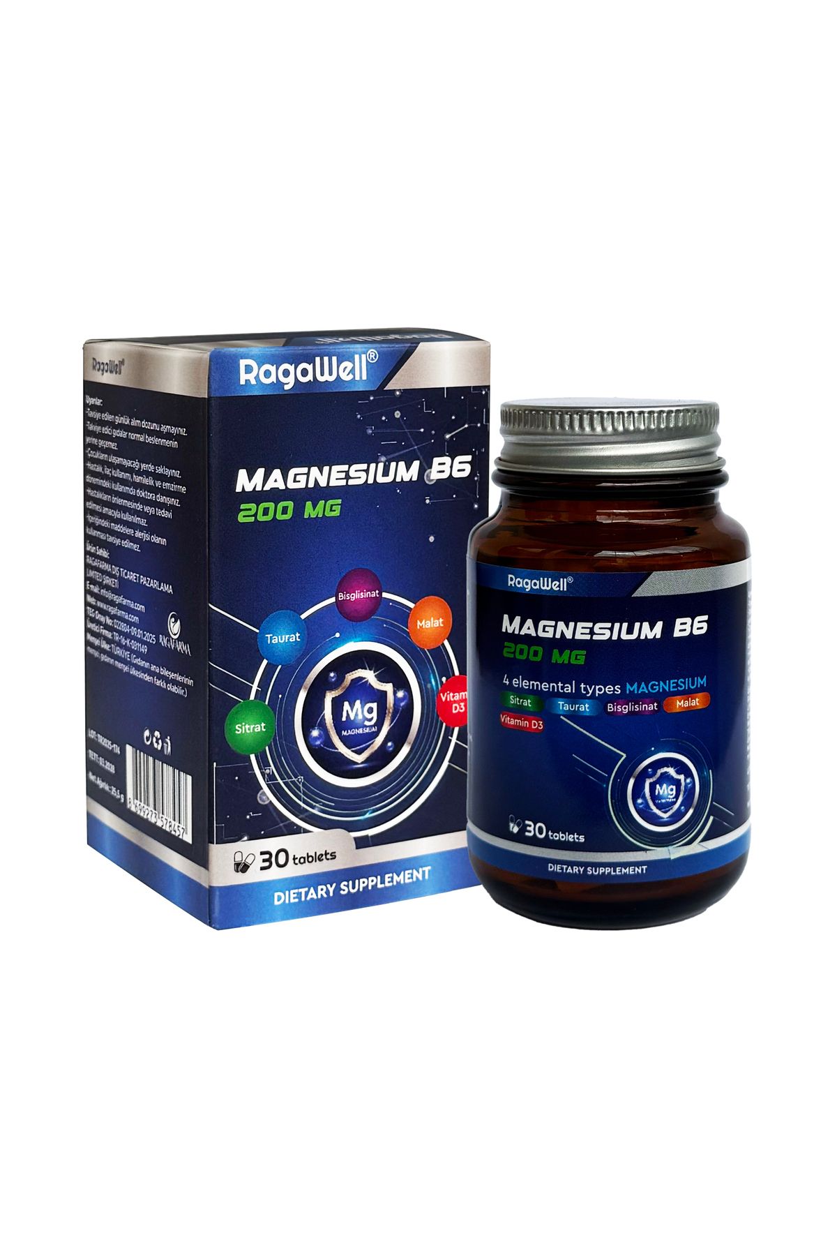 RAGAWELL MAGNESIUM + VİTAMIN B6 + VİTAMIN D3 İÇEREN TAKVİYE EDİCİ GIDA 30 TABLET