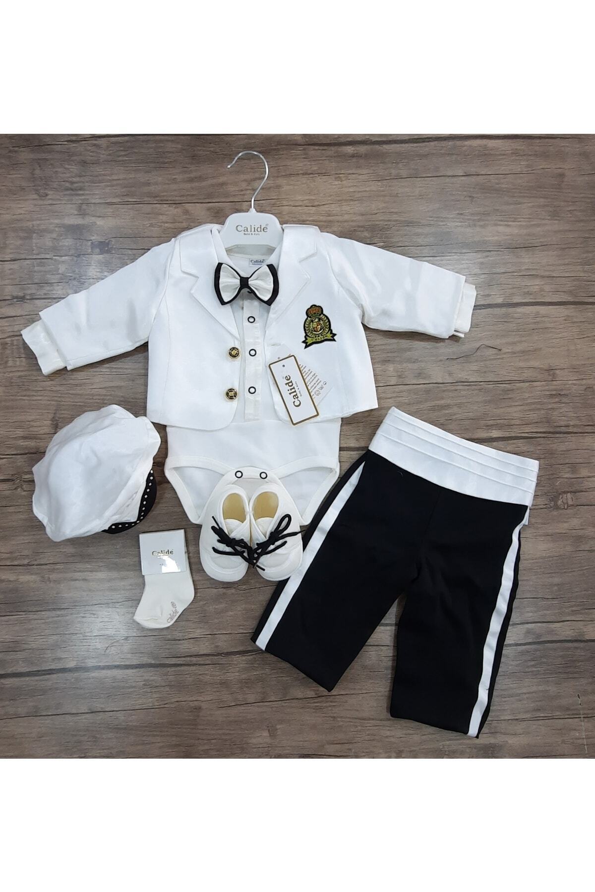 Calide Baby&Kids Erkek Bebek Mevlüt Takımı - Ceketli & Şapkalı - Özel Gün Kıyafeti - 7'li Set fotoğrafı 3 (önizleme)