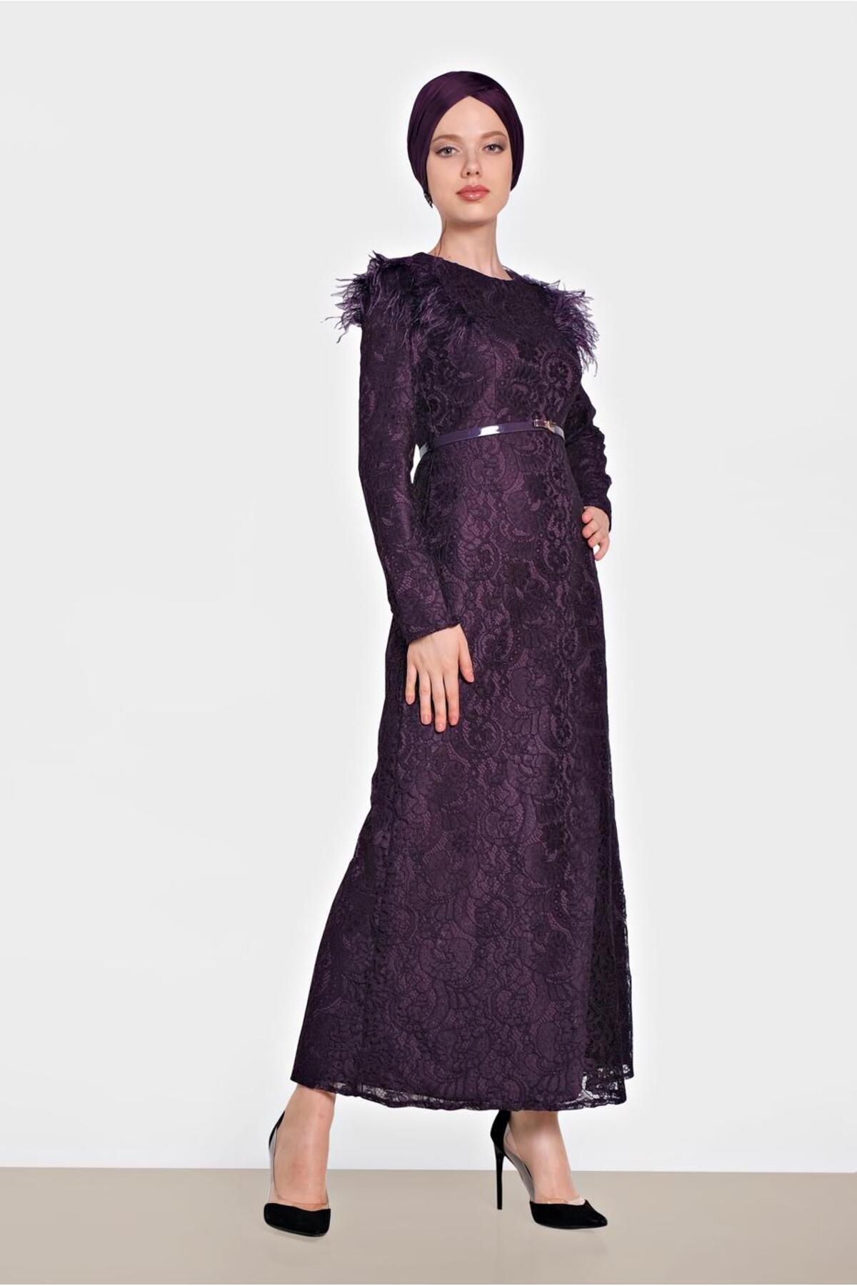 آلوینا لباس توری با شانه پردار ۴۴۶۴ آلوینا لباس توری با شانه پردار ۴۴۶۴