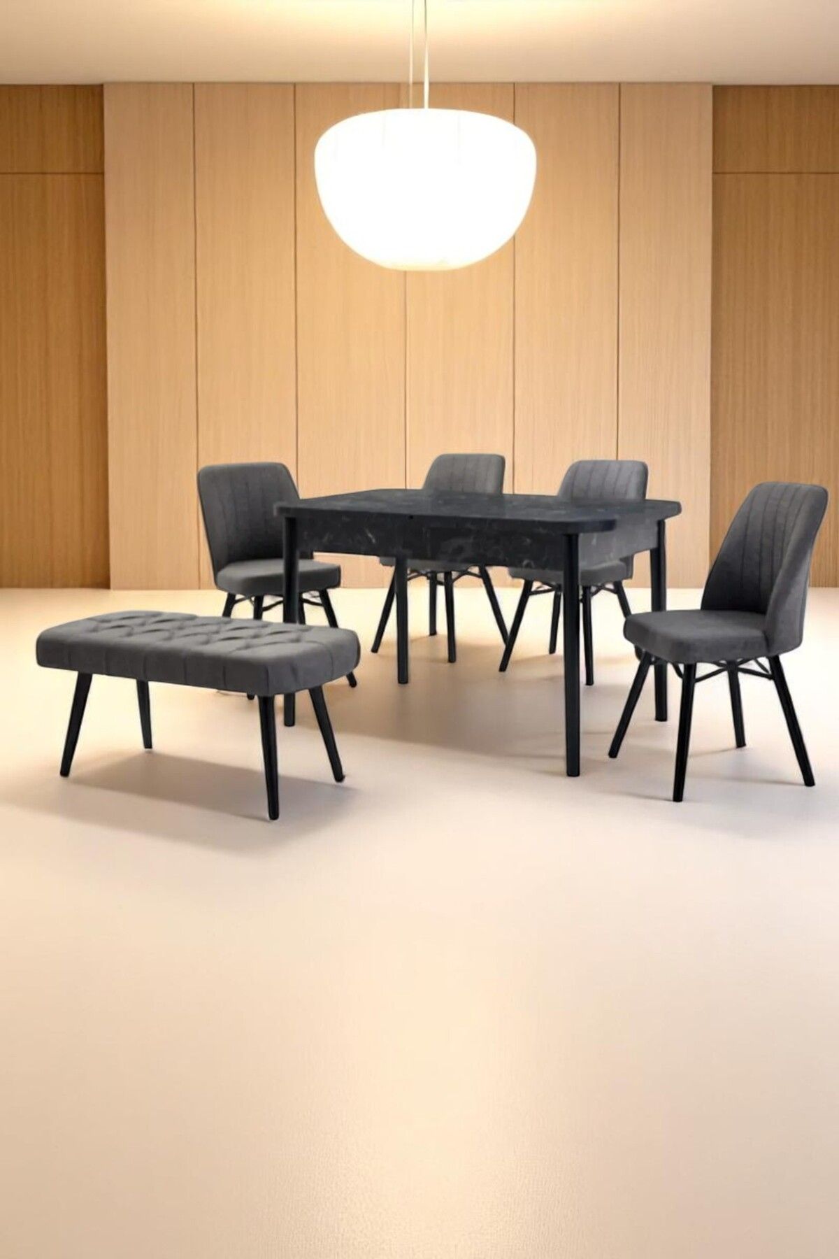 Mutfak Masası Salon Masası Masa Sandalye Takımı Açılır Masa Bench Sandalye-0