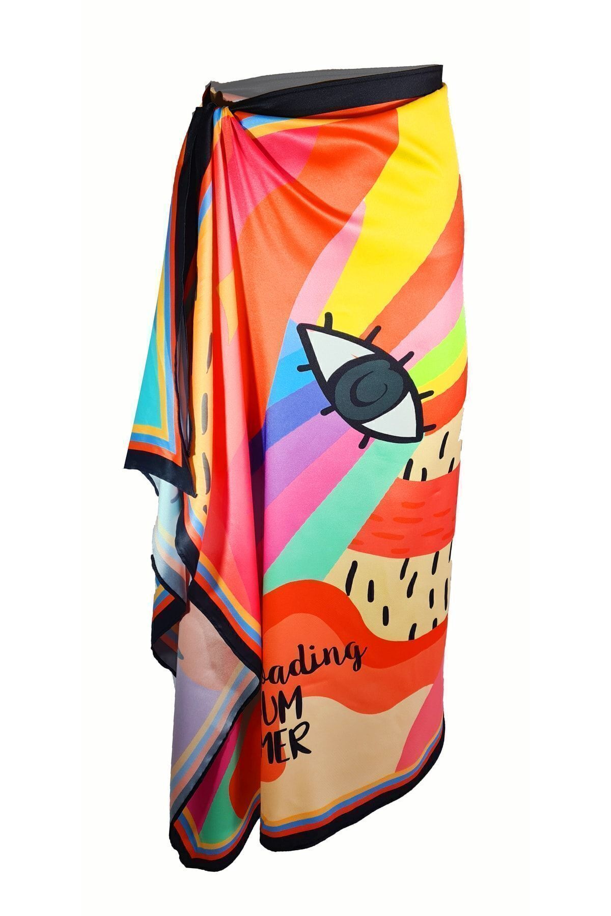 Bolder-Multicolored Rainbow Patterned - Sheer, Shiny Fabric - 95*145 Cm Size 5