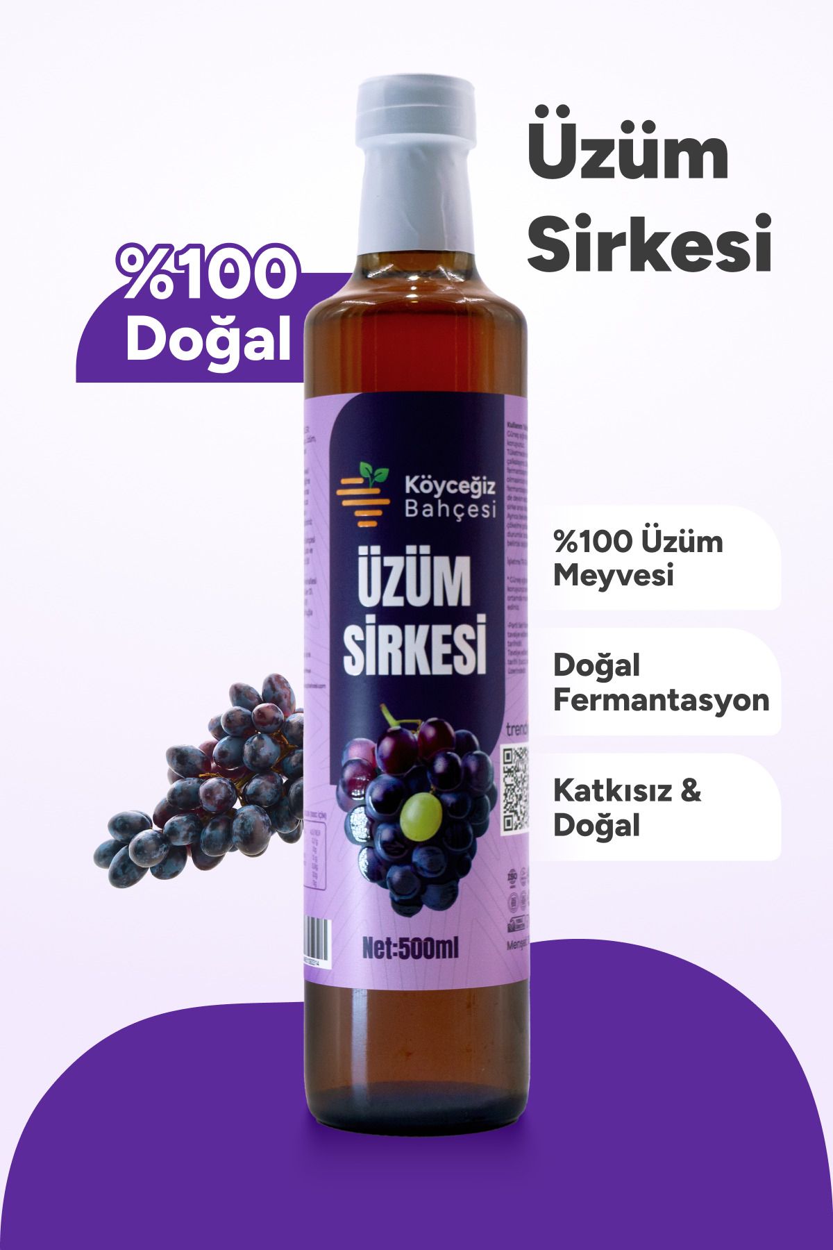 Köyceğiz Bahçesi Organik Üzüm Sirkesi - 500ml