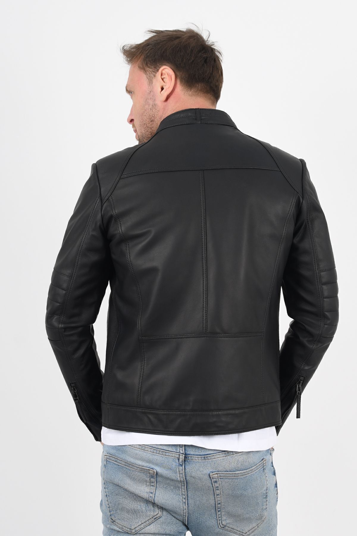 ALİN  Theroux Erkek Rahat Kesim Siyah Hakiki Deri Mont - Görsel 3