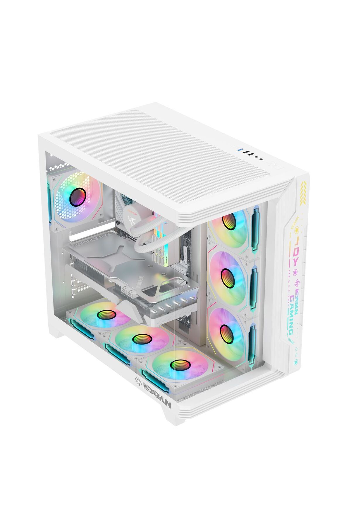 DARYUN JOY gaming argb ön panel 7x argb fan atx beyaz akvaryum bilgisayar kasası