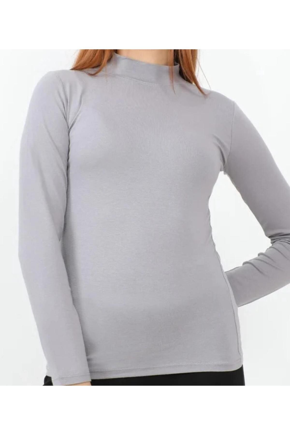Mistanbul-Women's Gray Long Sleeve Body Turtleneck 2