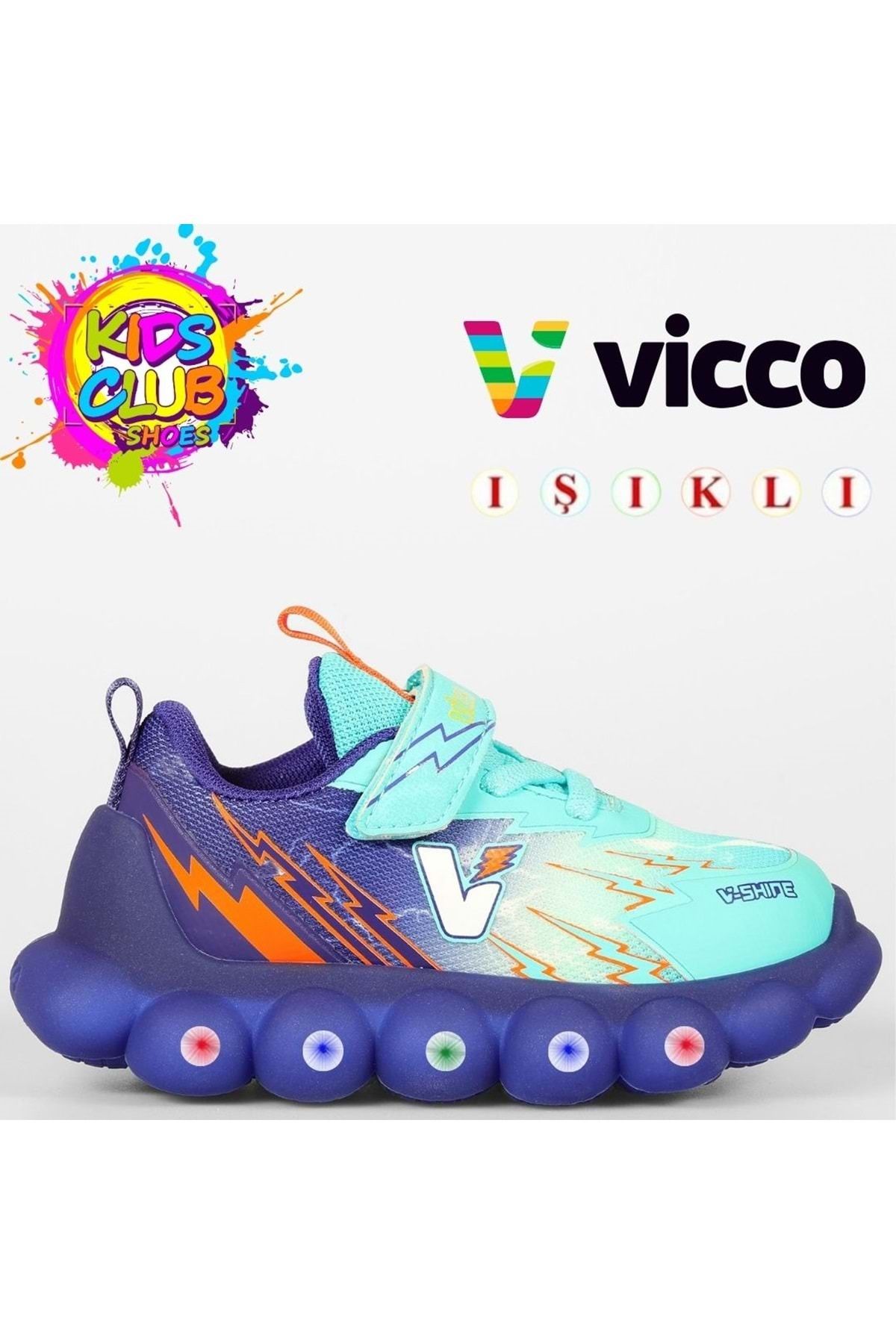 Kids Club Shoes Vicco Flash Işıklı Ortopedik Çocuk Spor Ayakkabı YEŞİL