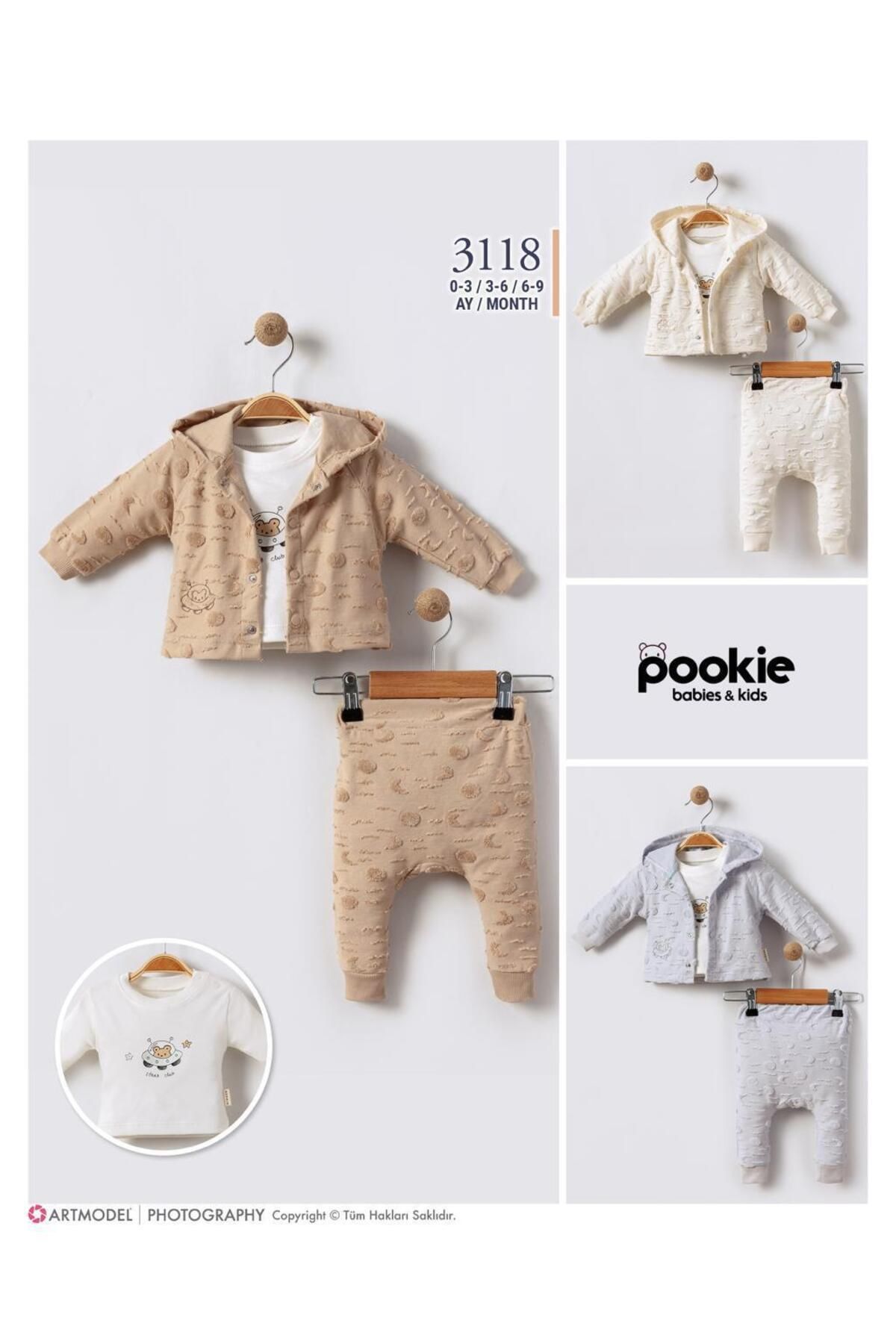 PARPIR BABIES KIDS Uzaylı Hırkalı Bebek Takımı Ekru