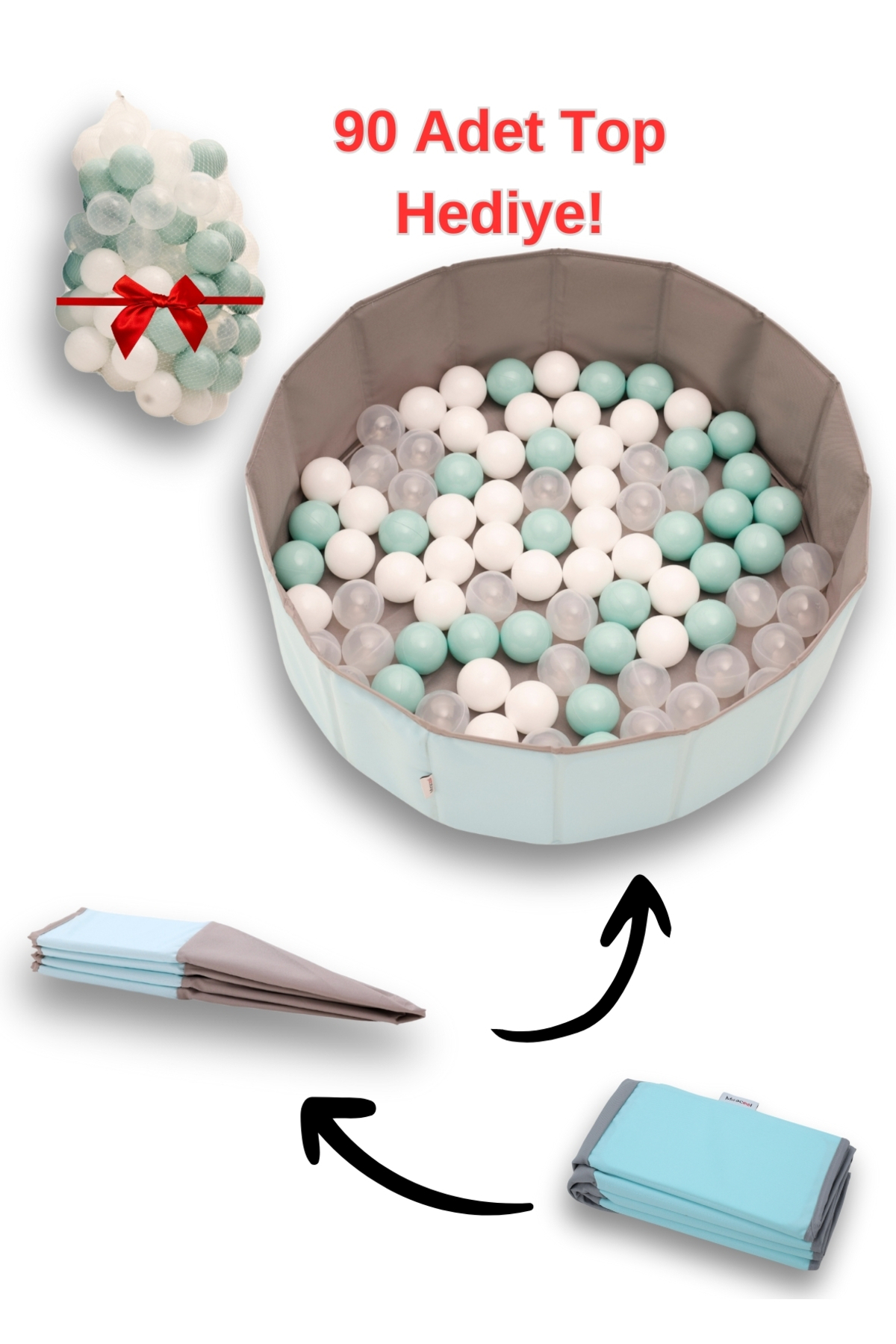 miracool Hopy Katlanır Top Havuzu / 90 Adet Top Dahil / Aktivite ve Oyun Alanı fotoğrafı 2 (önizleme)