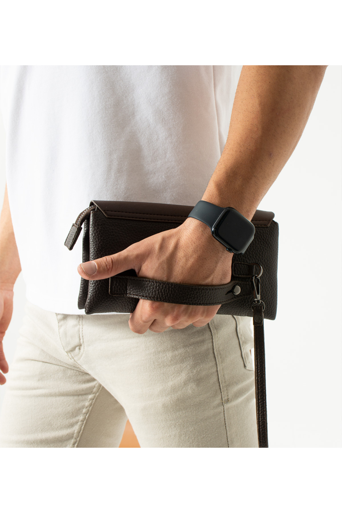 Westpolo Unisex Vegan Deri Mıknatıslı El Portföyü - Kahverengi görsel 8