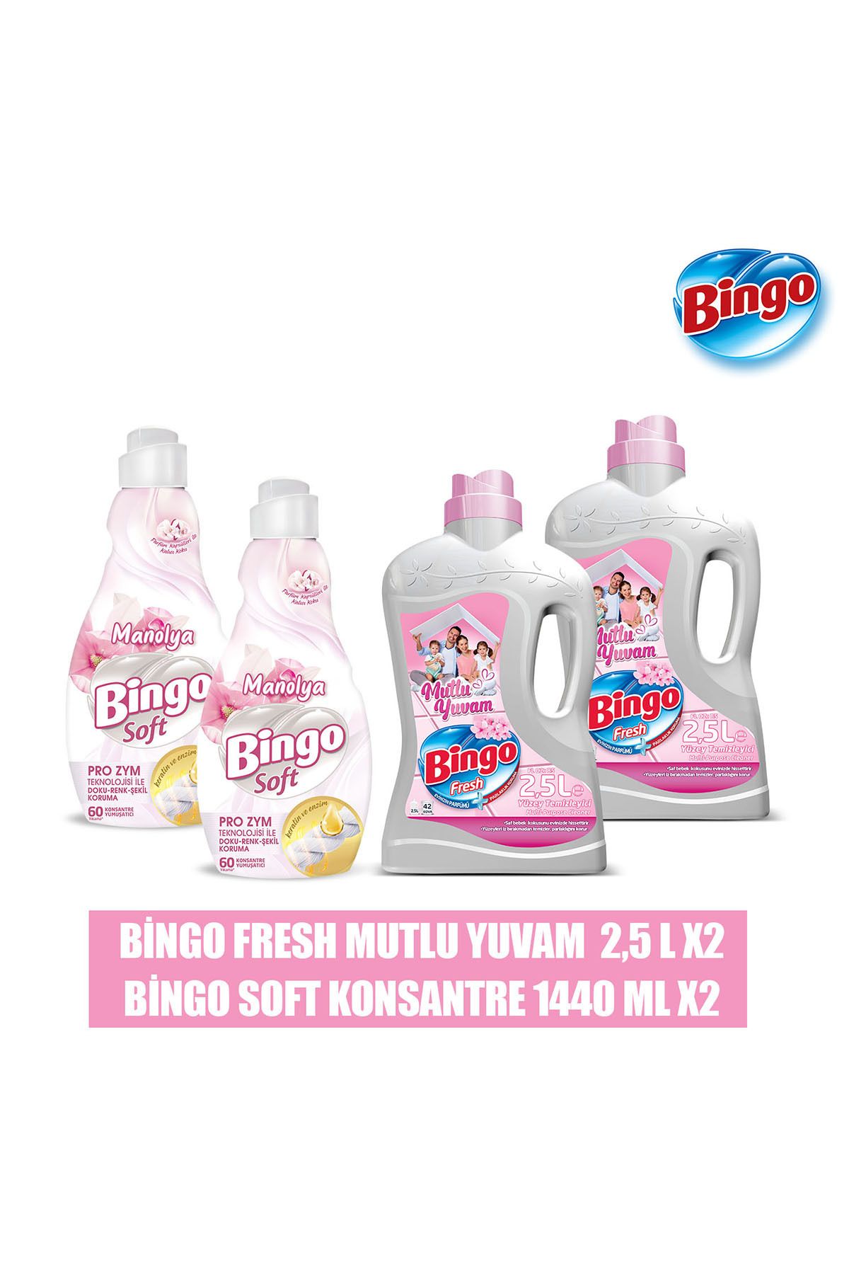 Fresh Yüzey Temizleyici Mutlu Yuvam 2,5 L 2'li Soft Konsantre Yumuşatıcı Manolya 1440