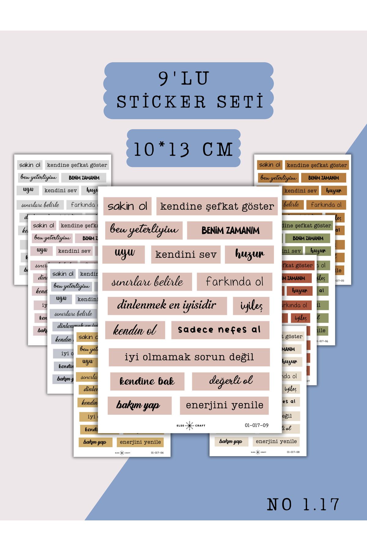 Else Craft 9'lu Kendine Bak Canlı Tonlar Temalı Sticker Seti No 1.17