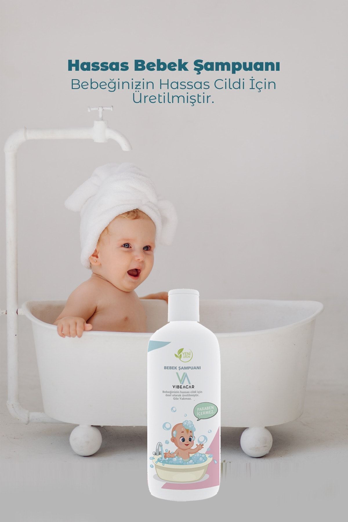 VIBEACAR Göz Yakmayan Bebek Saç ve Vücut Şampuanı - Anti-Alerjik & Hassas Ciltler İçin - 400 ml fotoğrafı 3 (önizleme)