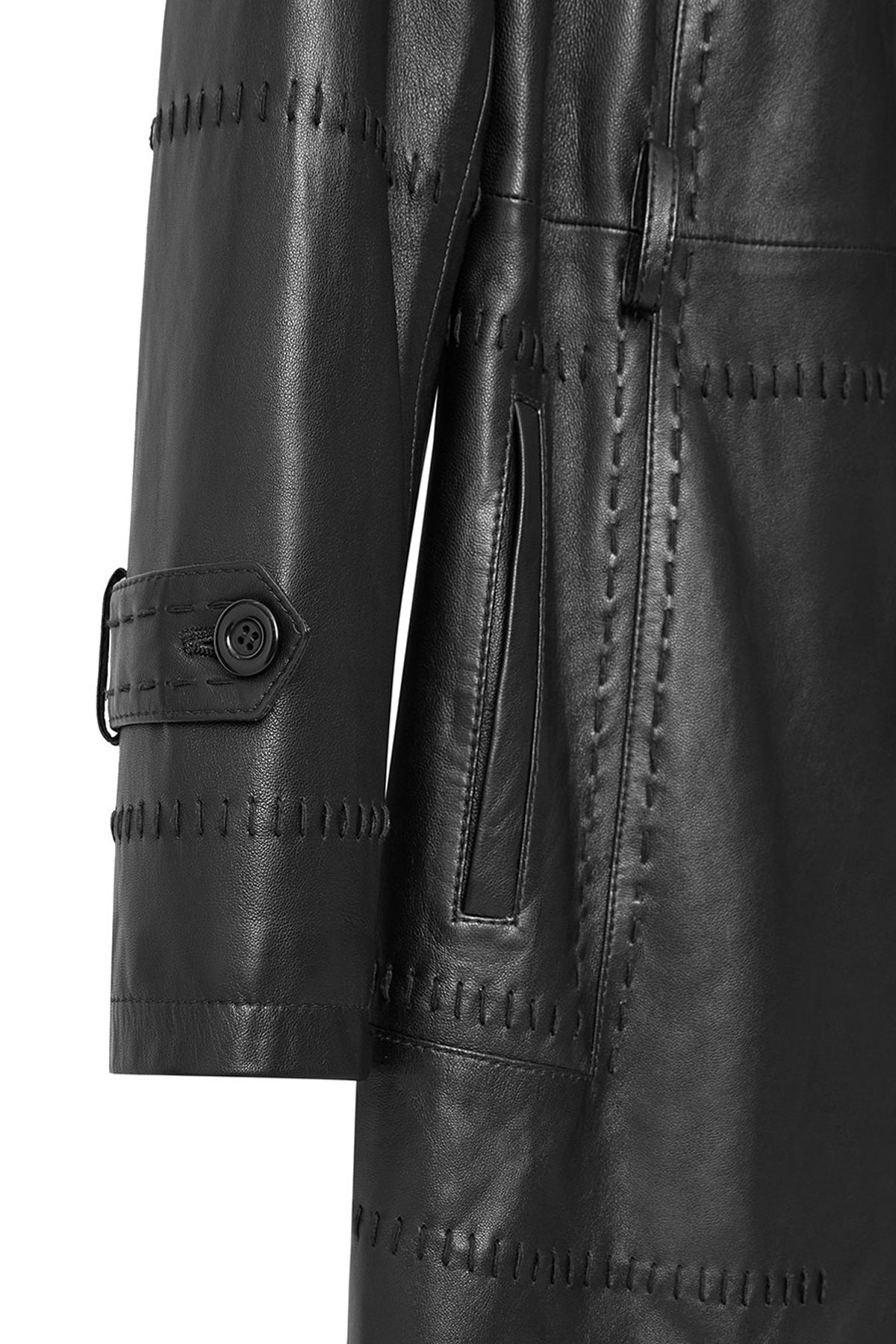 ترنچ کت مشکی زنانه کمربند سیاه COAT اورجینال Derimod
