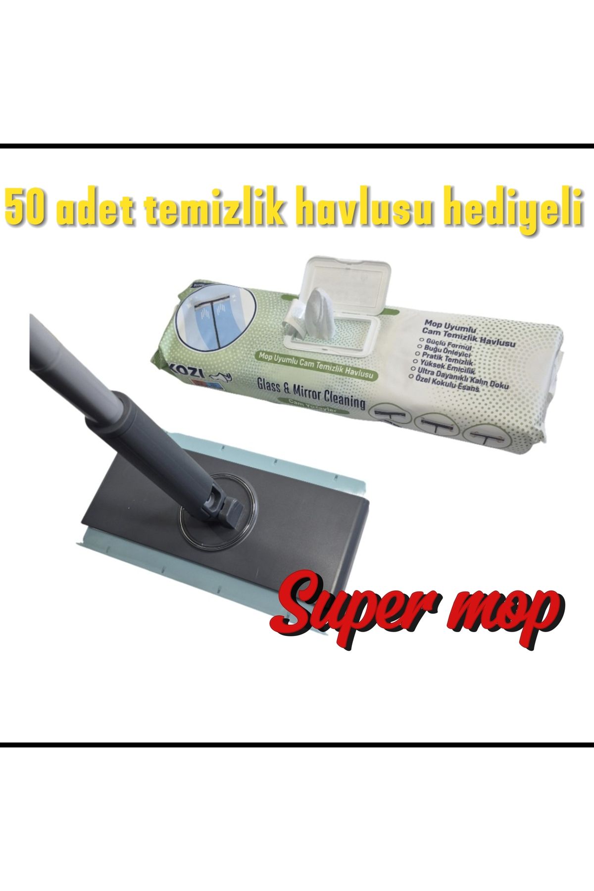 Kozi Otomatik Mop,tembel Mop ,cam Ve Yüzey Temizlik Havlusu Hediyeli,