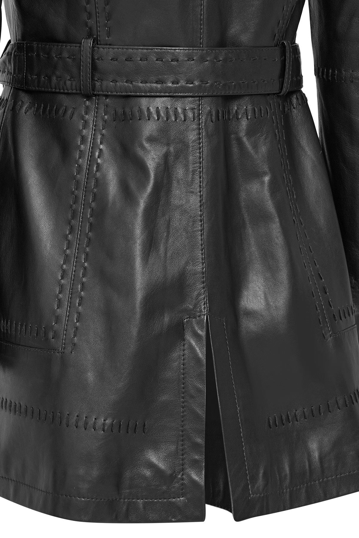 ترنچ کت مشکی زنانه کمربند سیاه COAT اورجینال Derimod