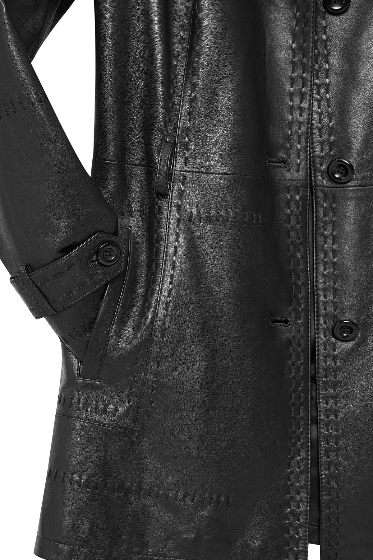ترنچ کت مشکی زنانه کمربند سیاه COAT اورجینال Derimod