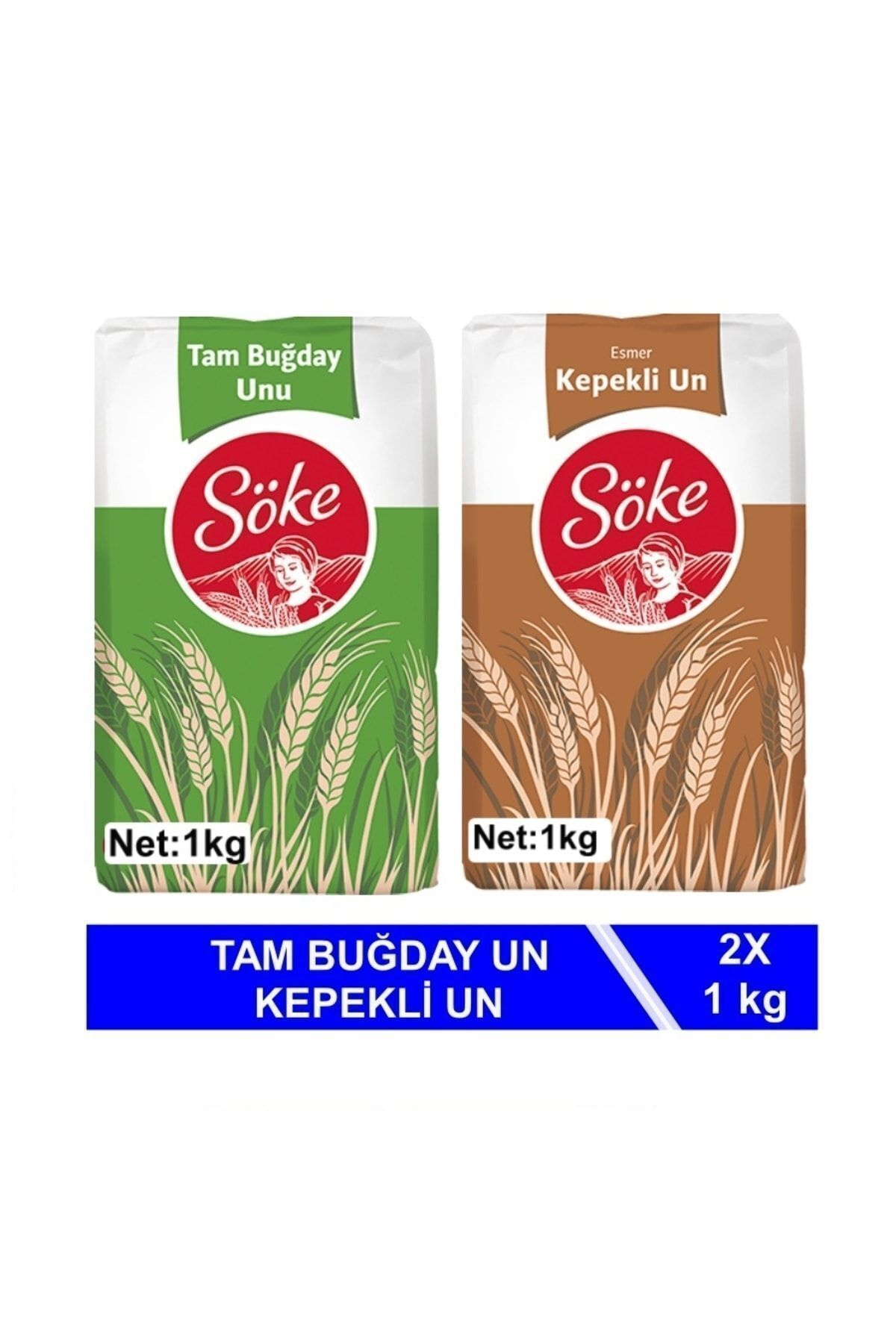 Söke Tam Buğday Un 1 kg Kepekli Un 1 kg 2 li Set