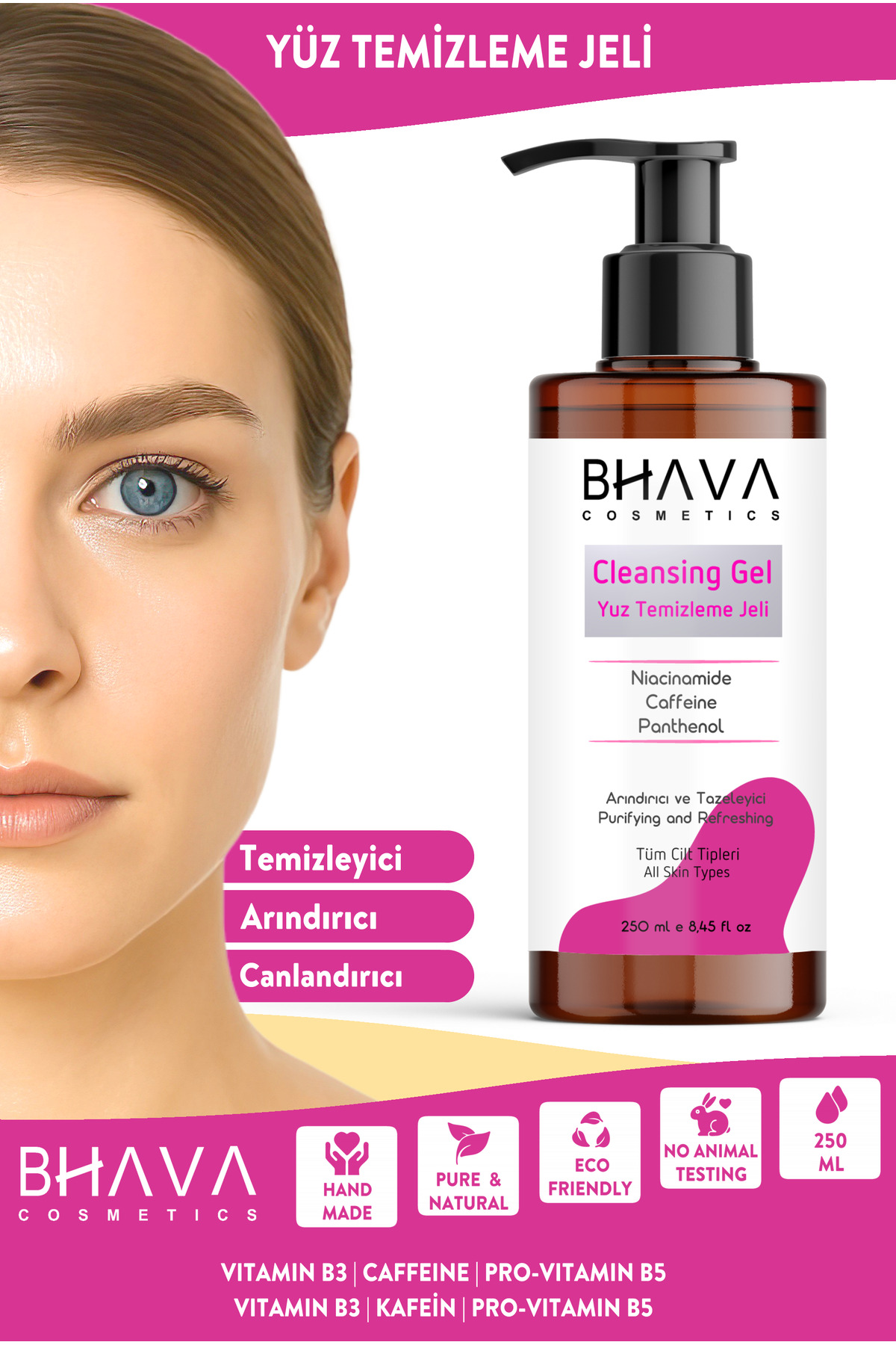 bhava cosmetics Yüz Temizleme Jeli Niacinamide Niasinamid Ve Kafein Içerikli Canlandırıcı Onarıcı Ve Yatıştırıcı — YTJ1